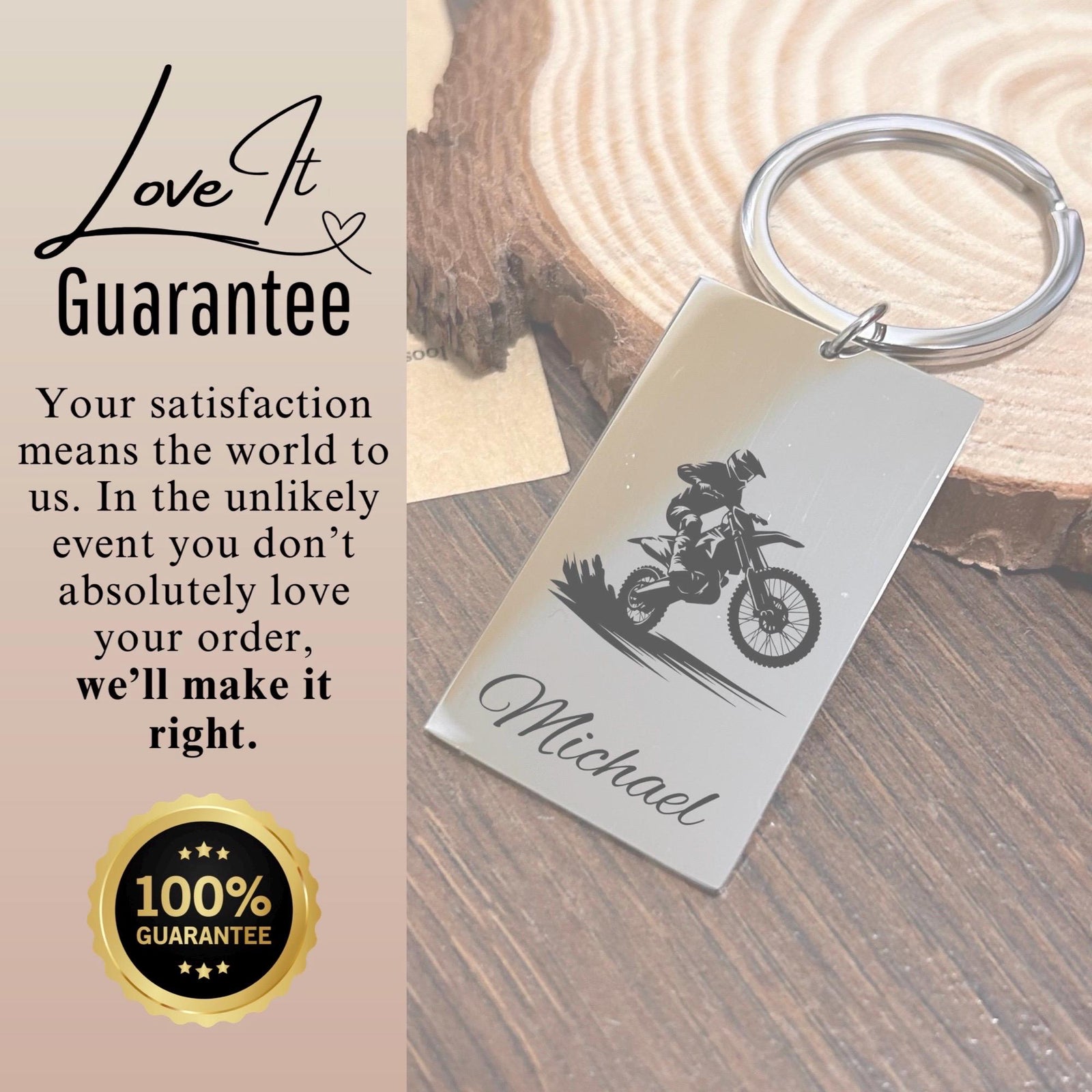 Dirt Biker Keychain Stainless Steel