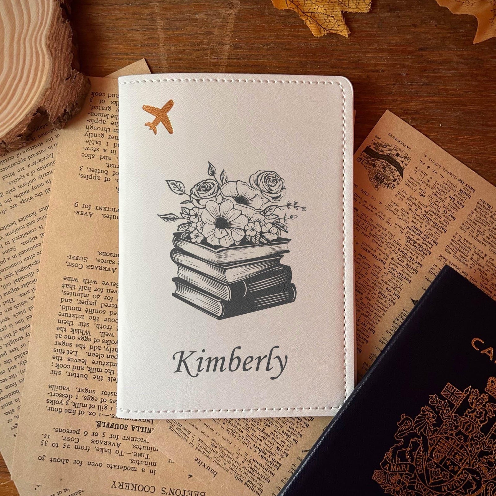 Book and Flowers Passport Cover – Design #31