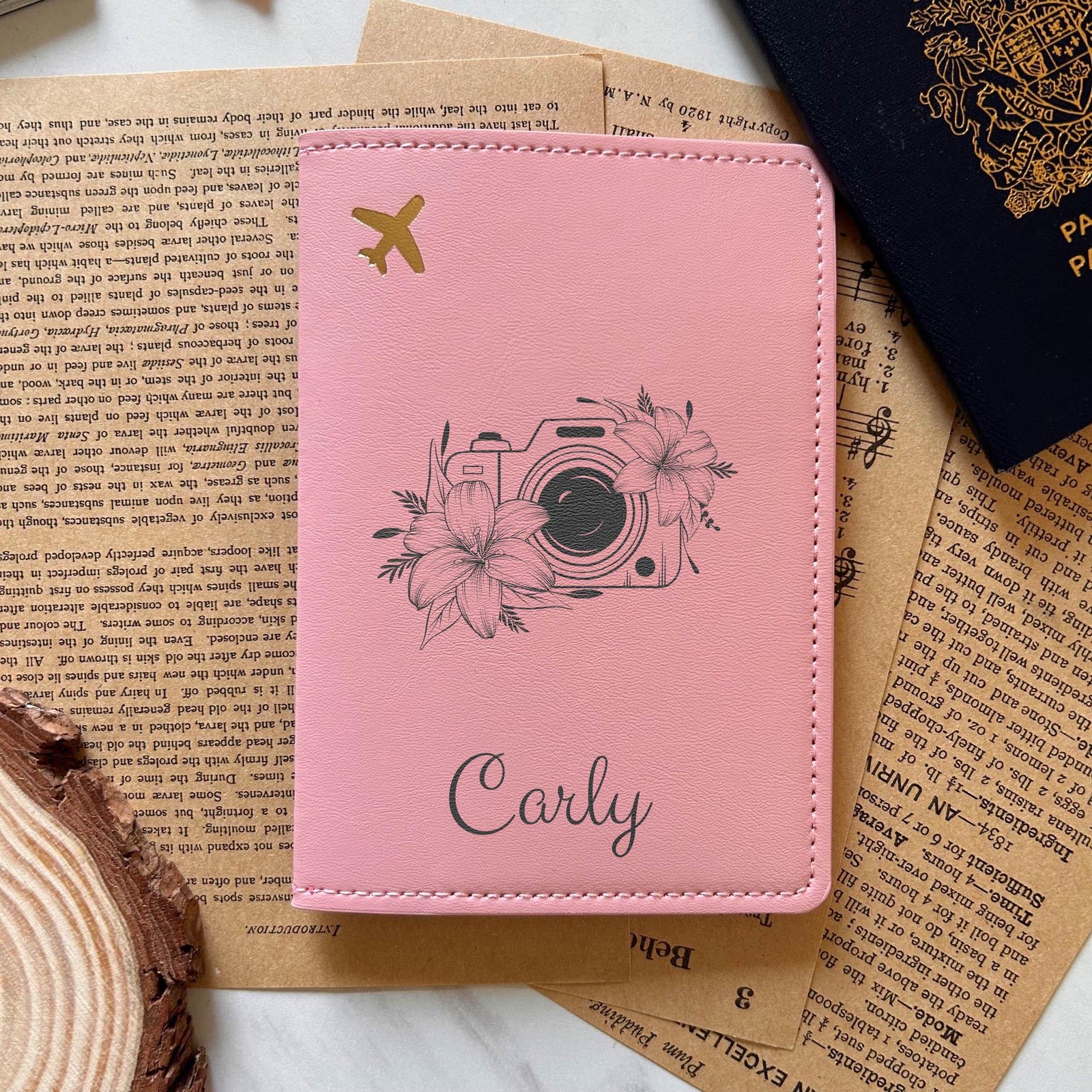 Camera & Flowers Passport Cover – Design #58