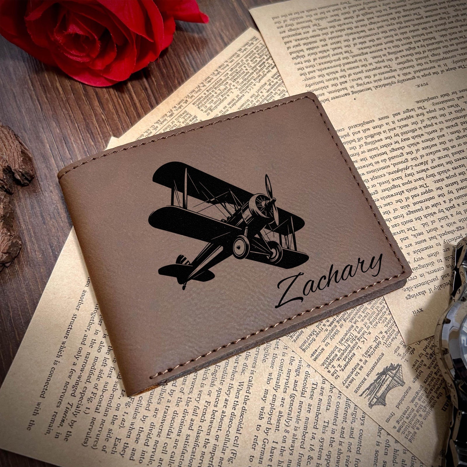 Airplane Leather Wallet – Design #4