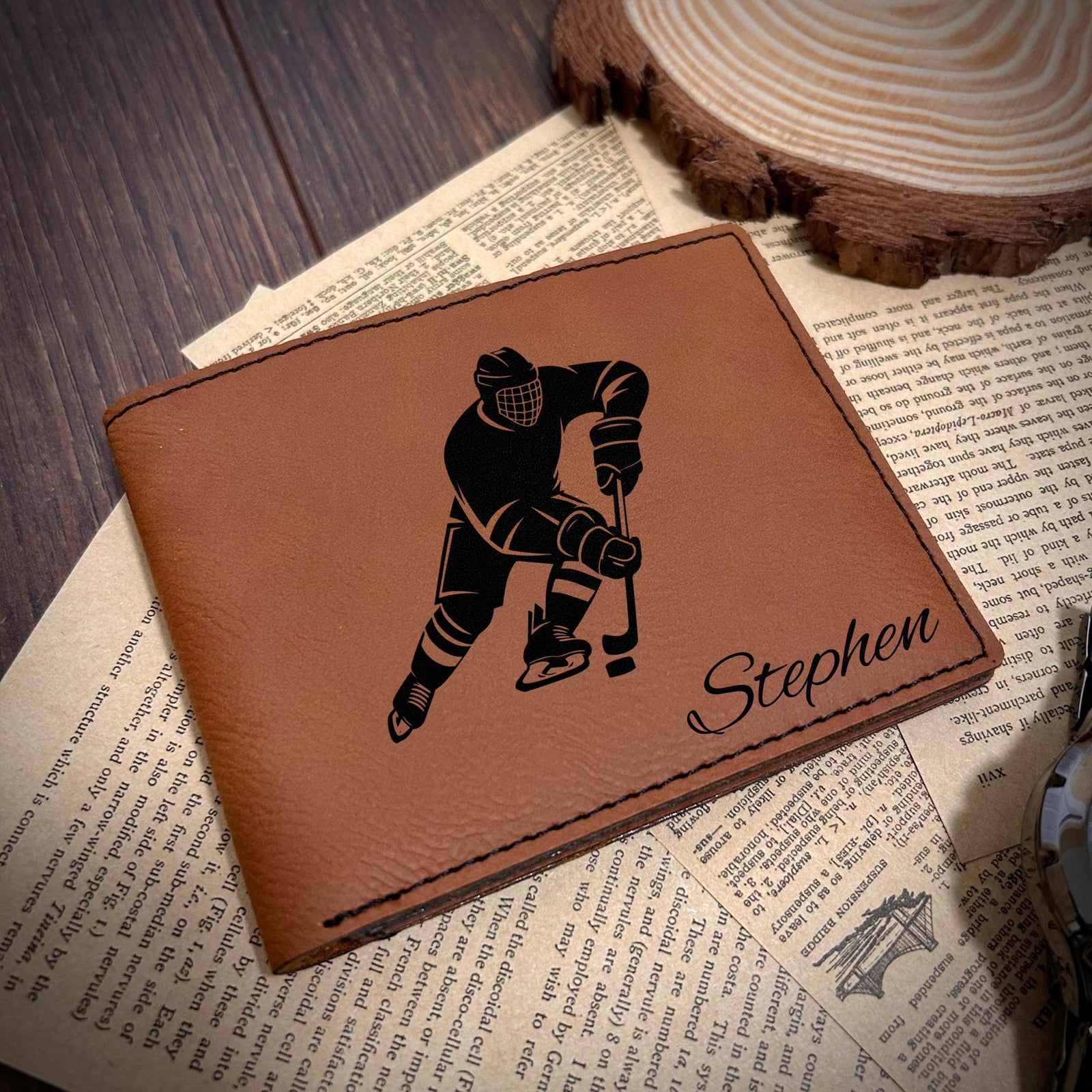 Hockey Leather Wallet – Design #16