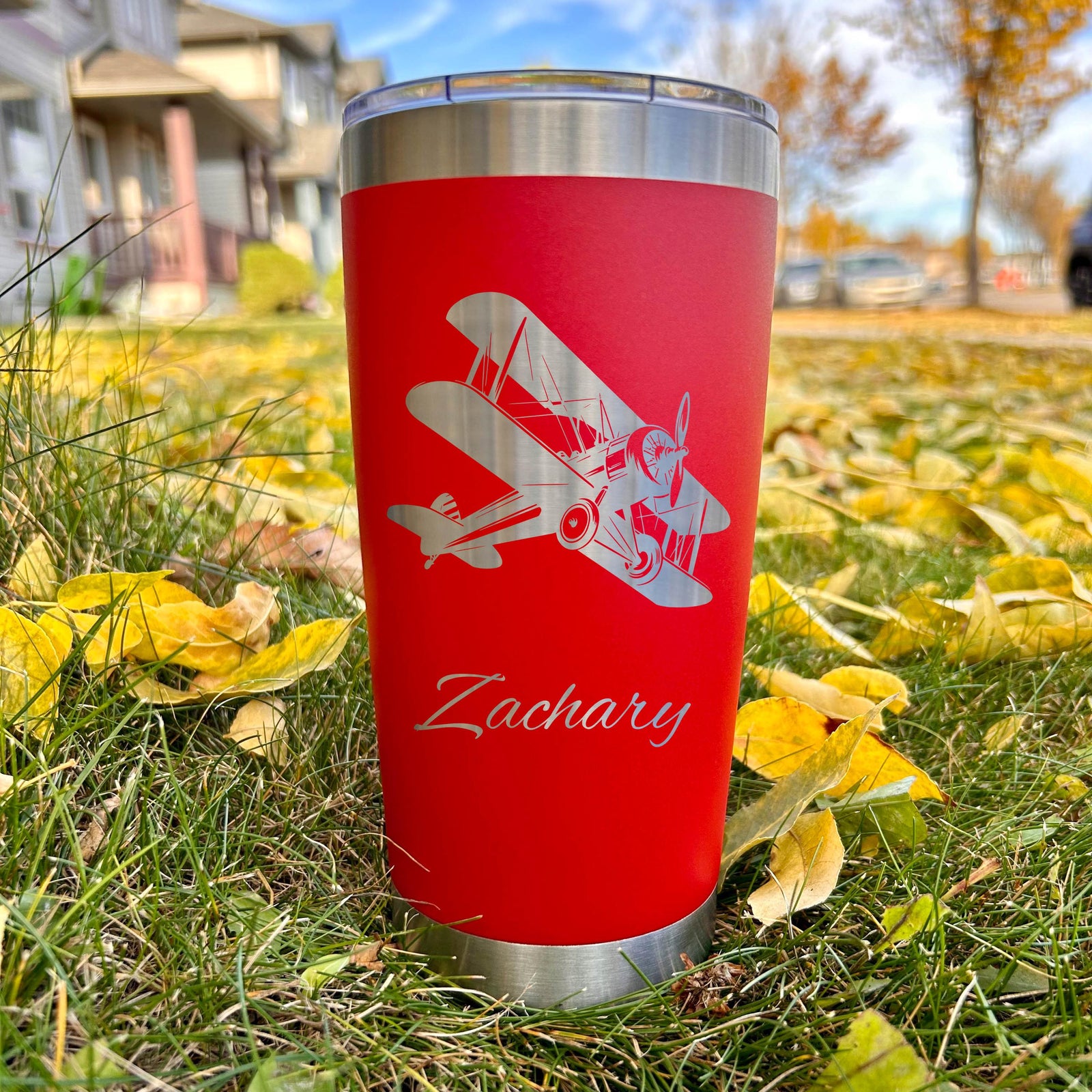 Antique Airplane 20oz Engraved Tumbler