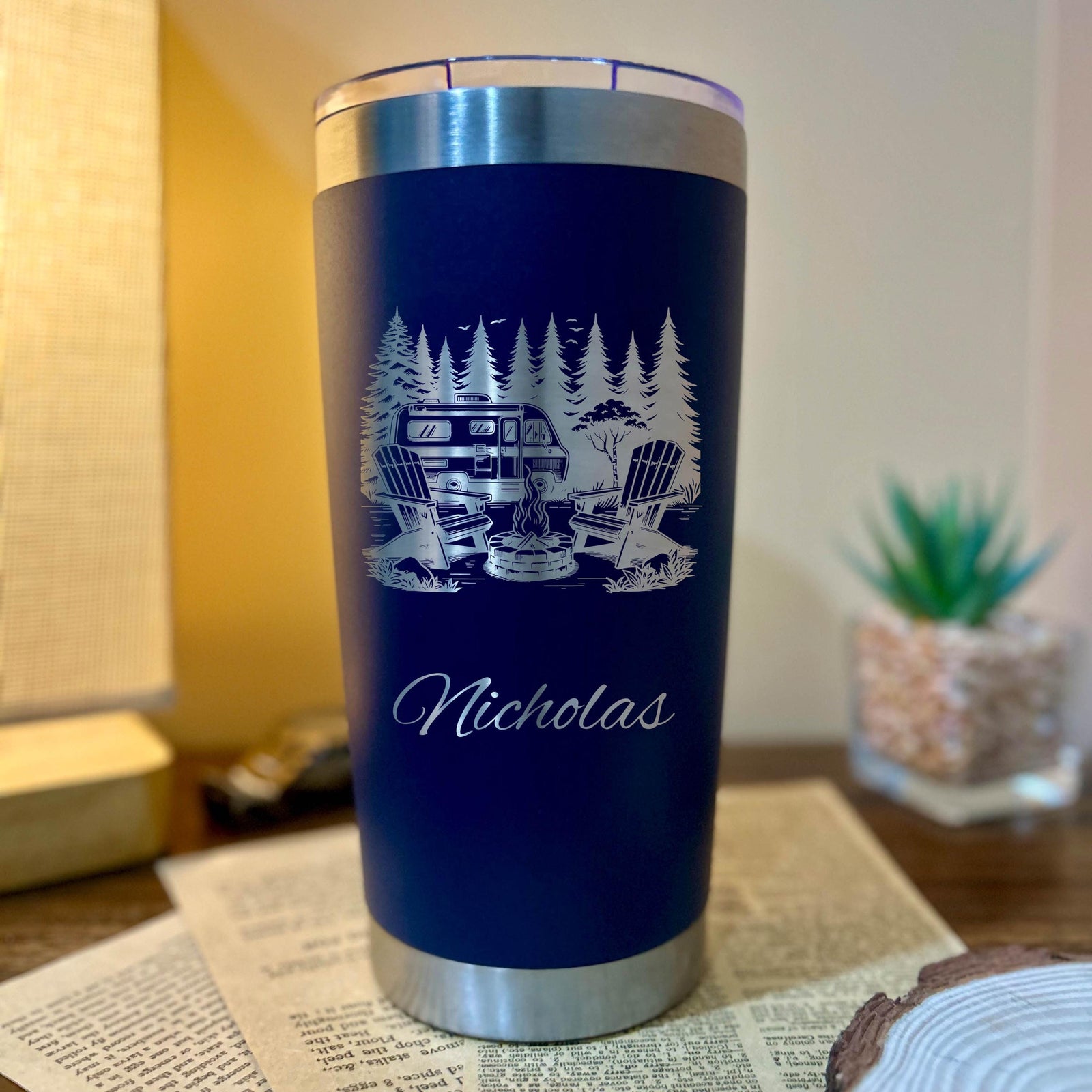Camping 20oz Engraved Tumbler