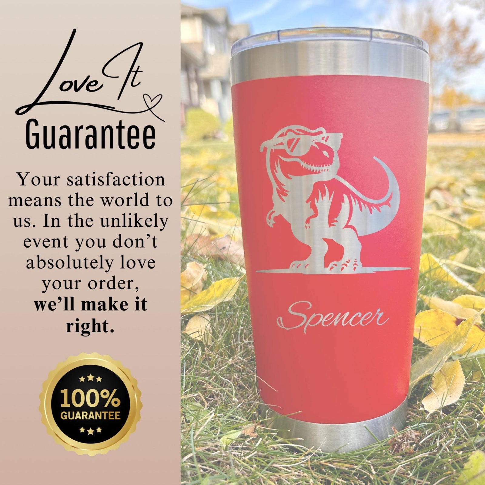 Cute T-Rex 20oz Tumbler Engraved