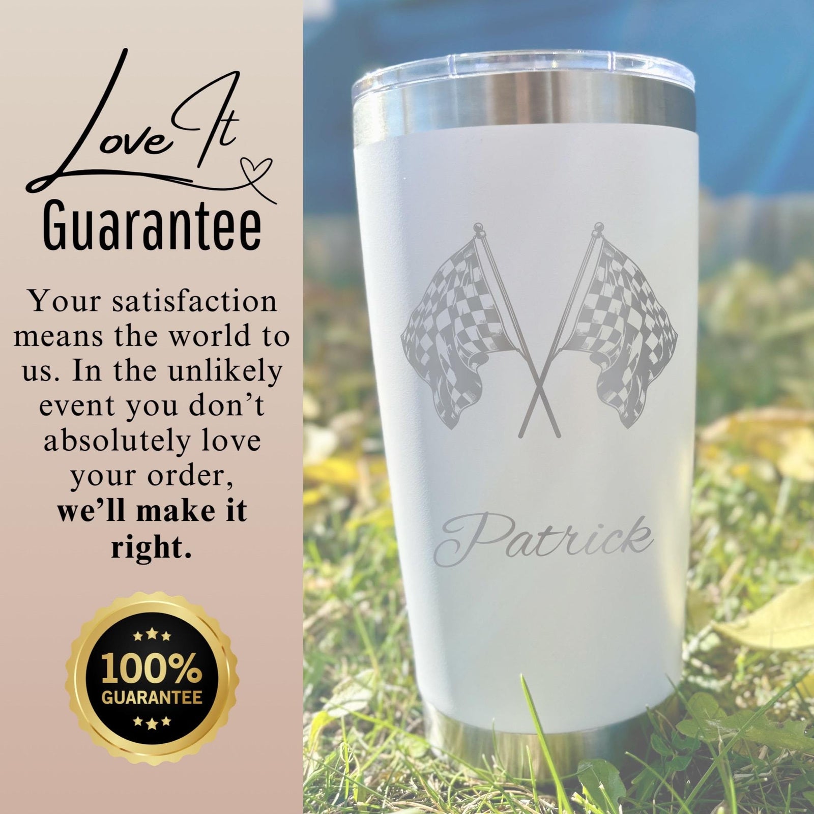 Race Flag 20oz Engraved Tumbler