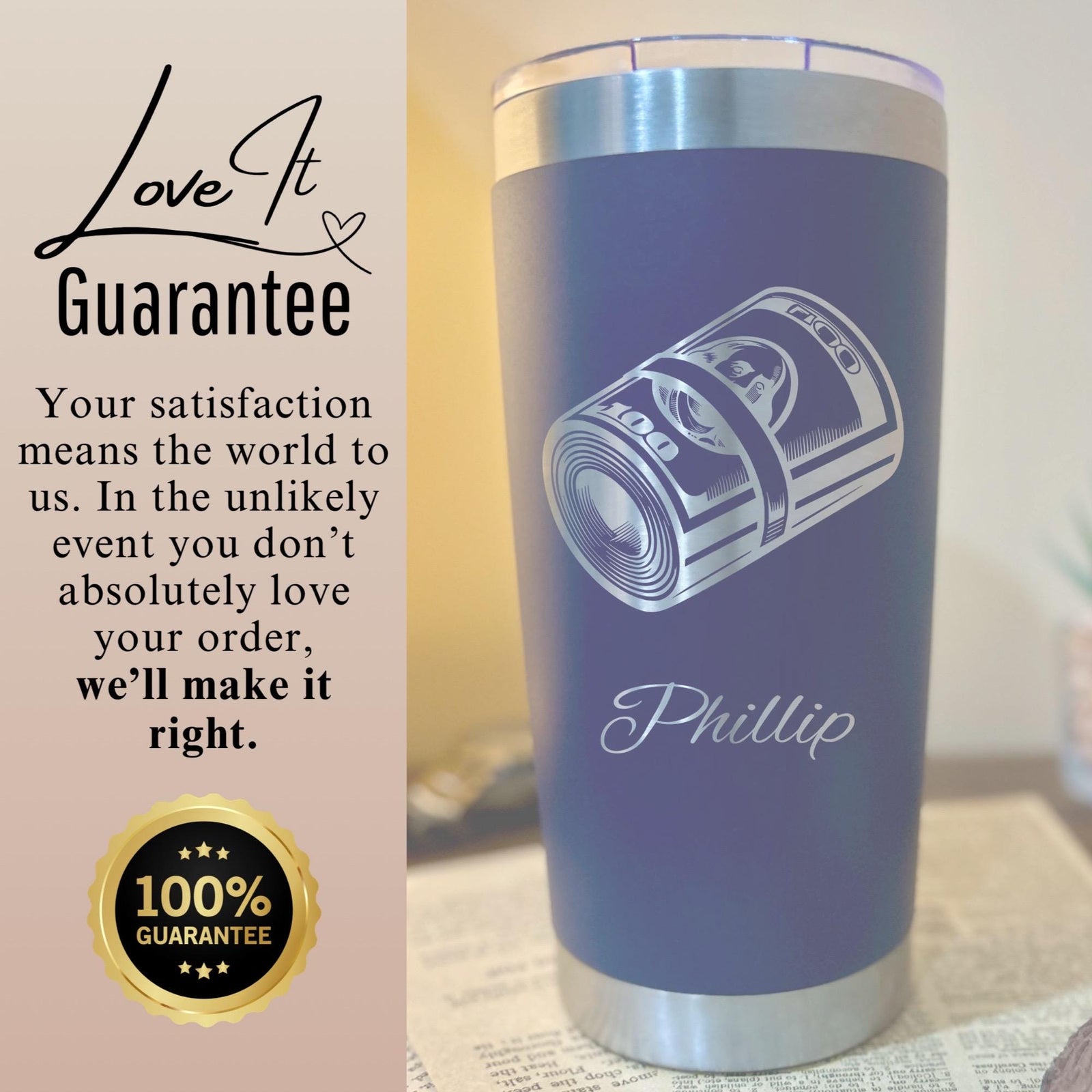 Money Roll 20oz Engraved Tumbler
