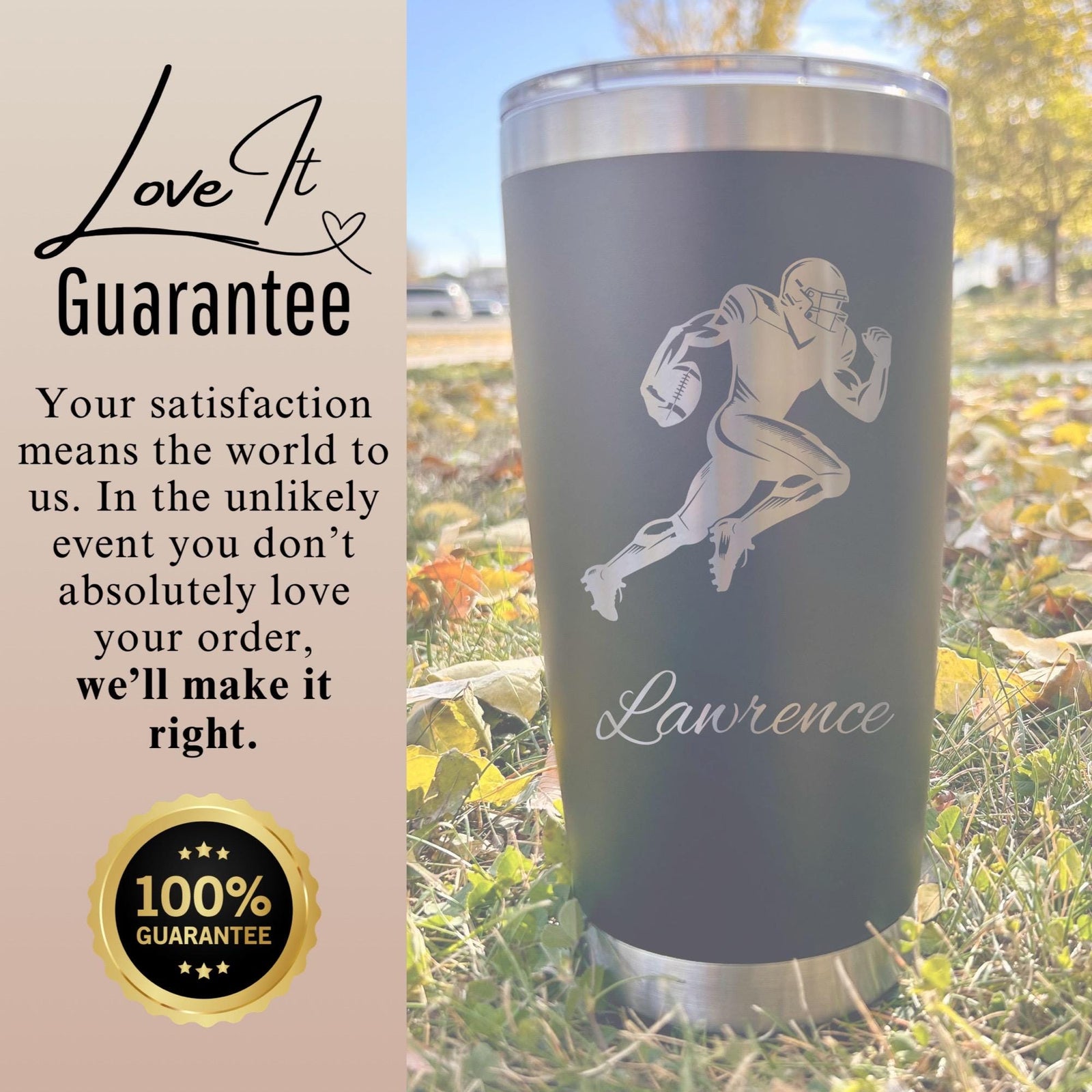 Football 20oz Engraved Tumbler
