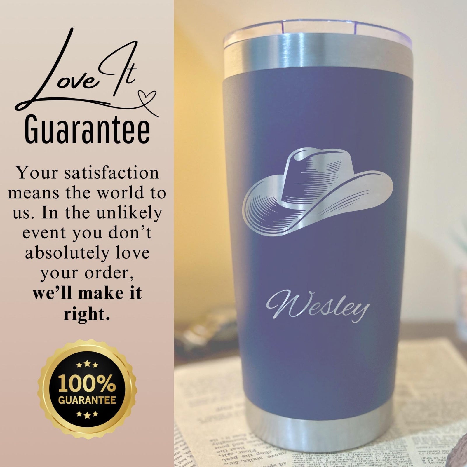 Cowboy Hat 20oz Engraved Tumbler