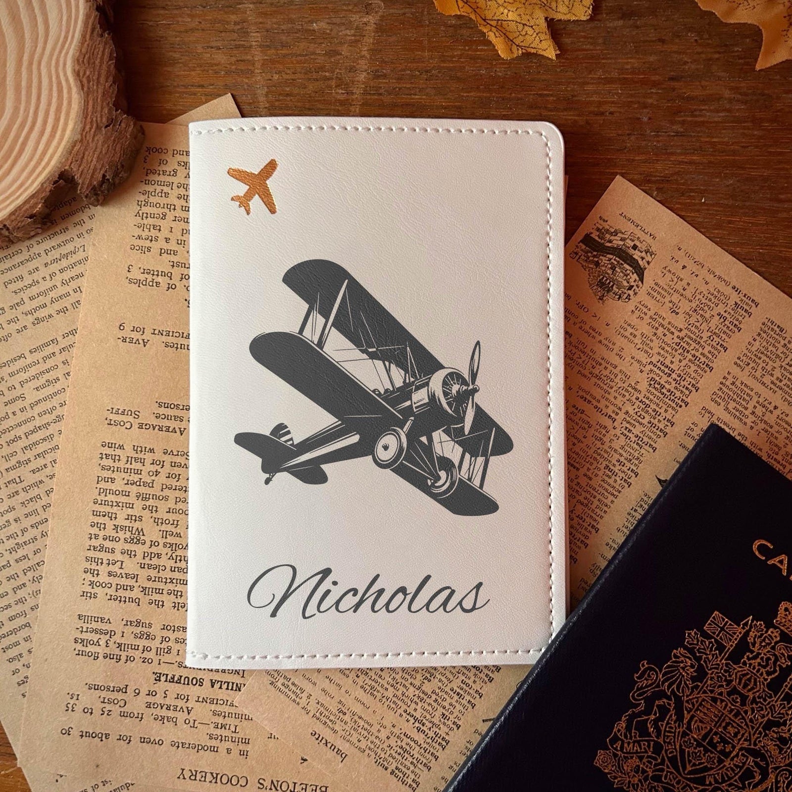 Antique Airplane Passport Cover – Design #4