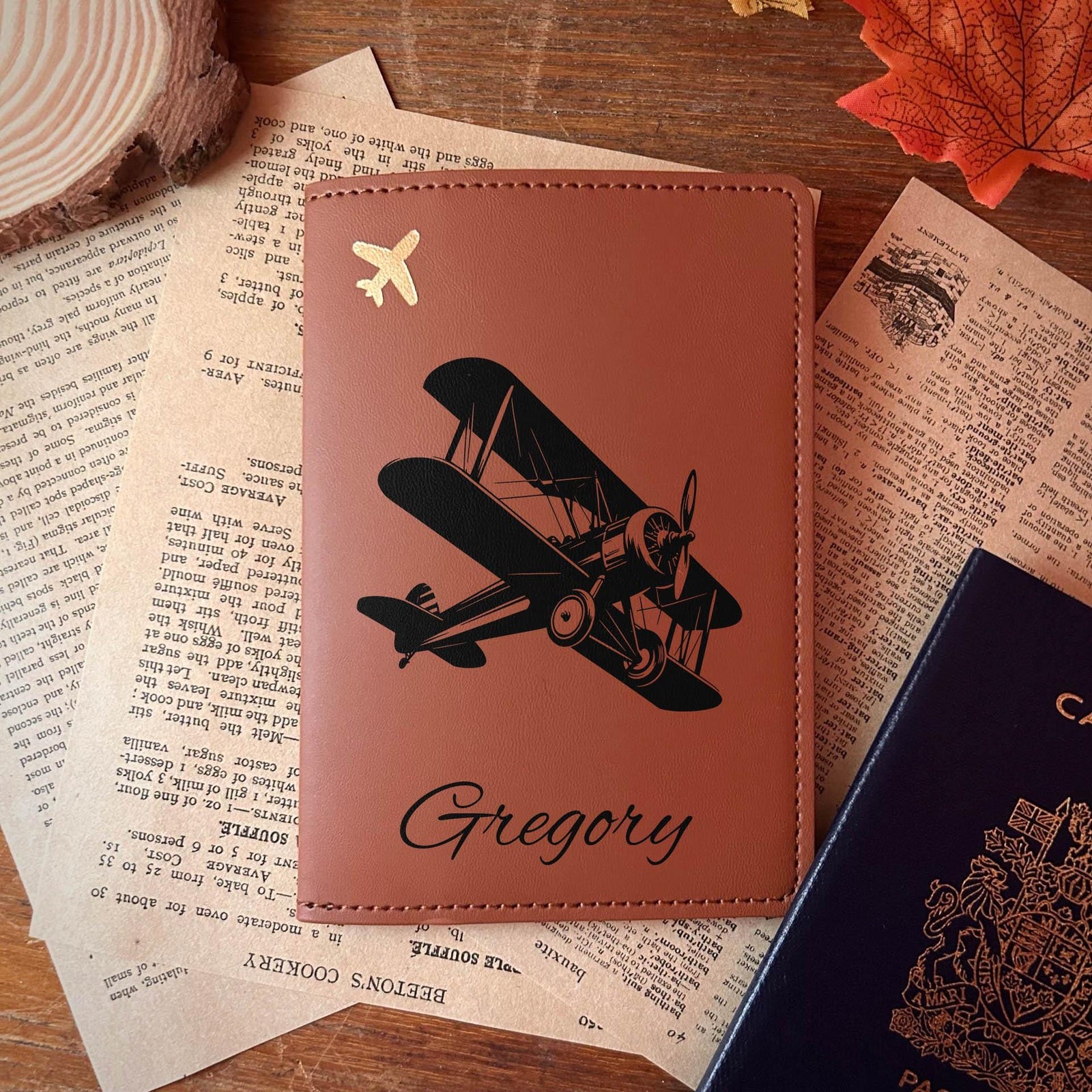 Antique Airplane Passport Cover – Design #4