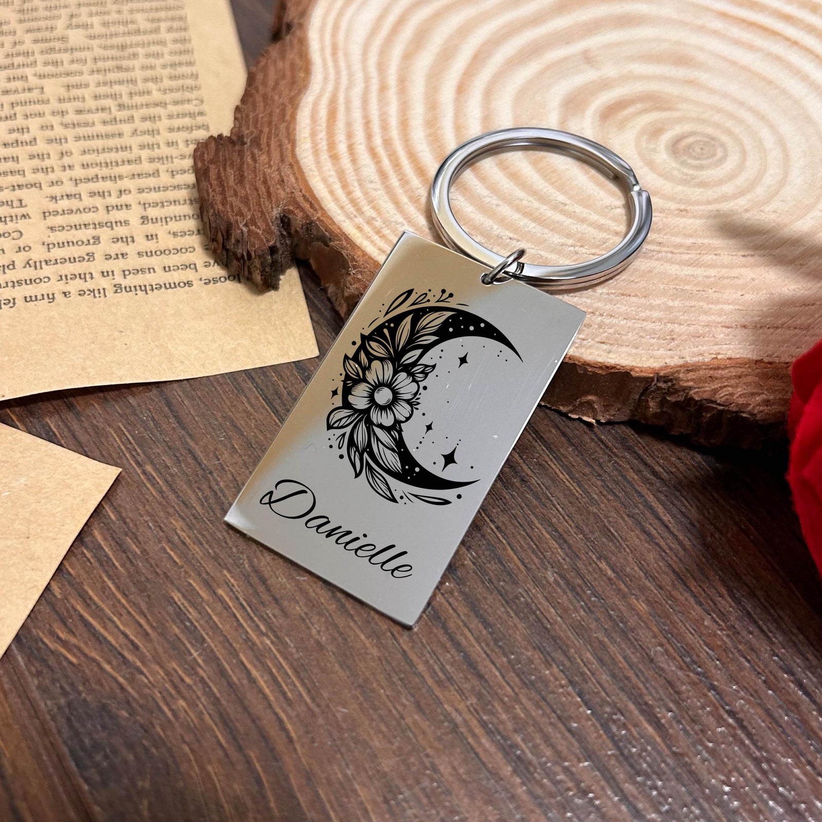 Moon Lover Keychain Stainless Steel