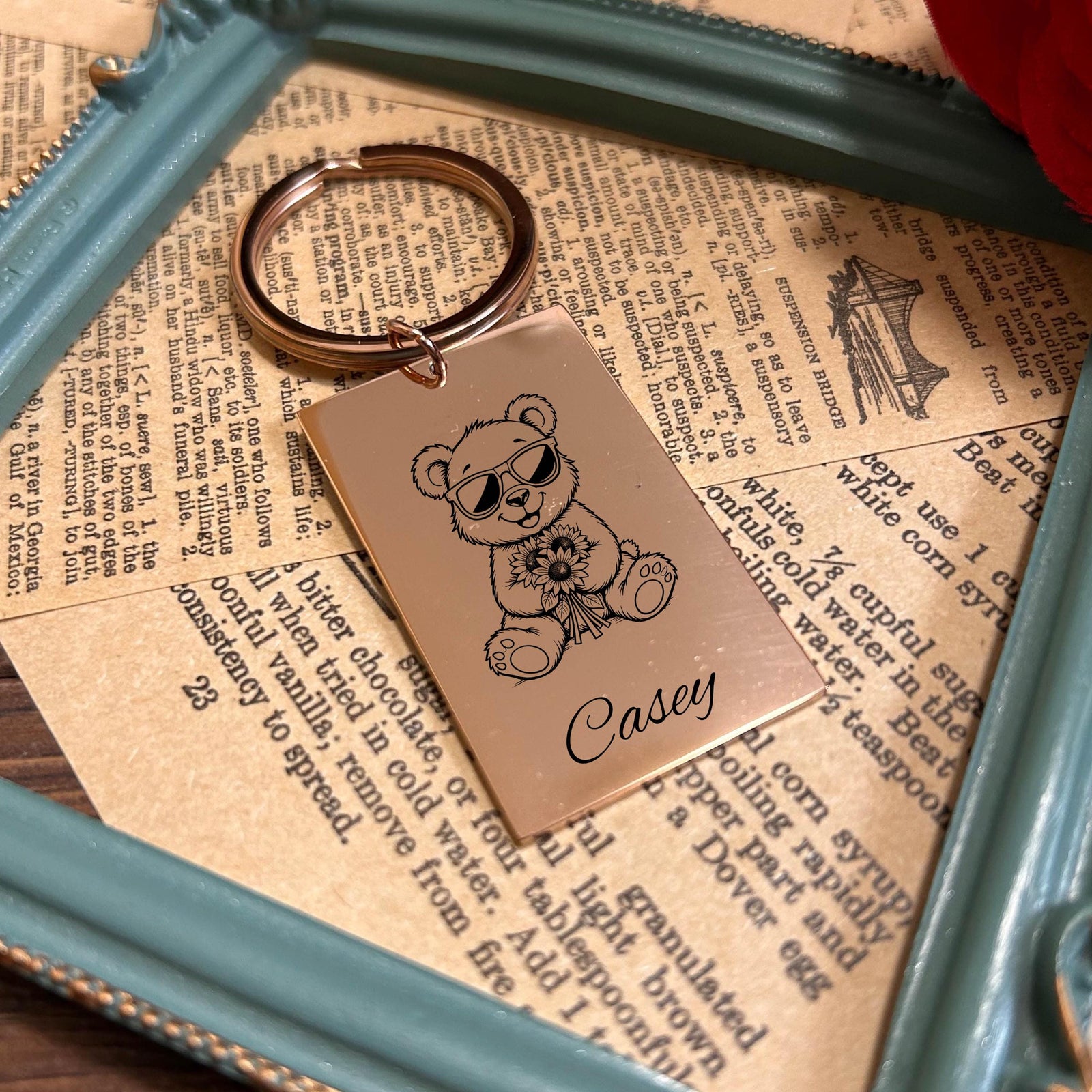 Cute Bear Keychain Stainless Steel