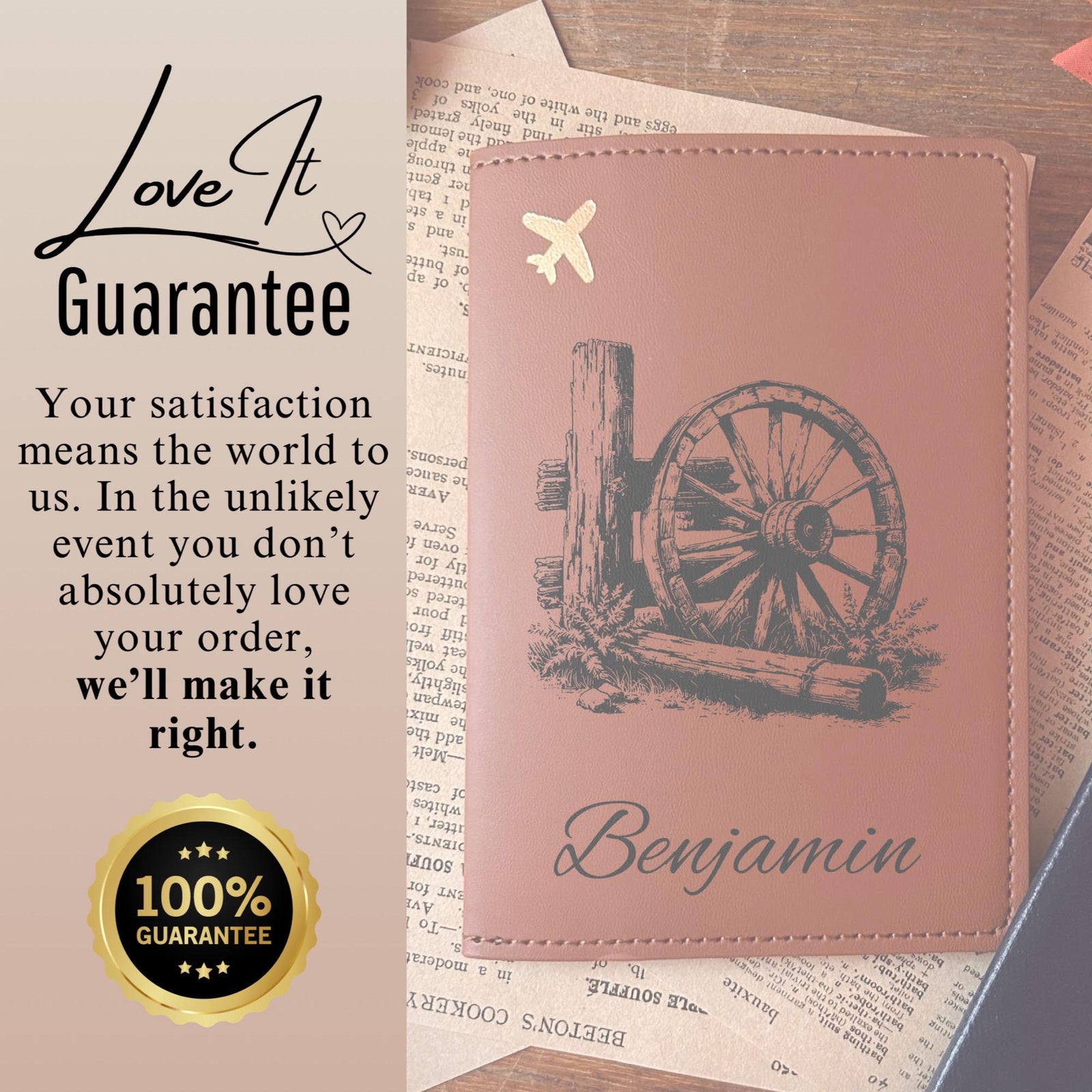 Rustic Wheel Passport Cover – Design #30