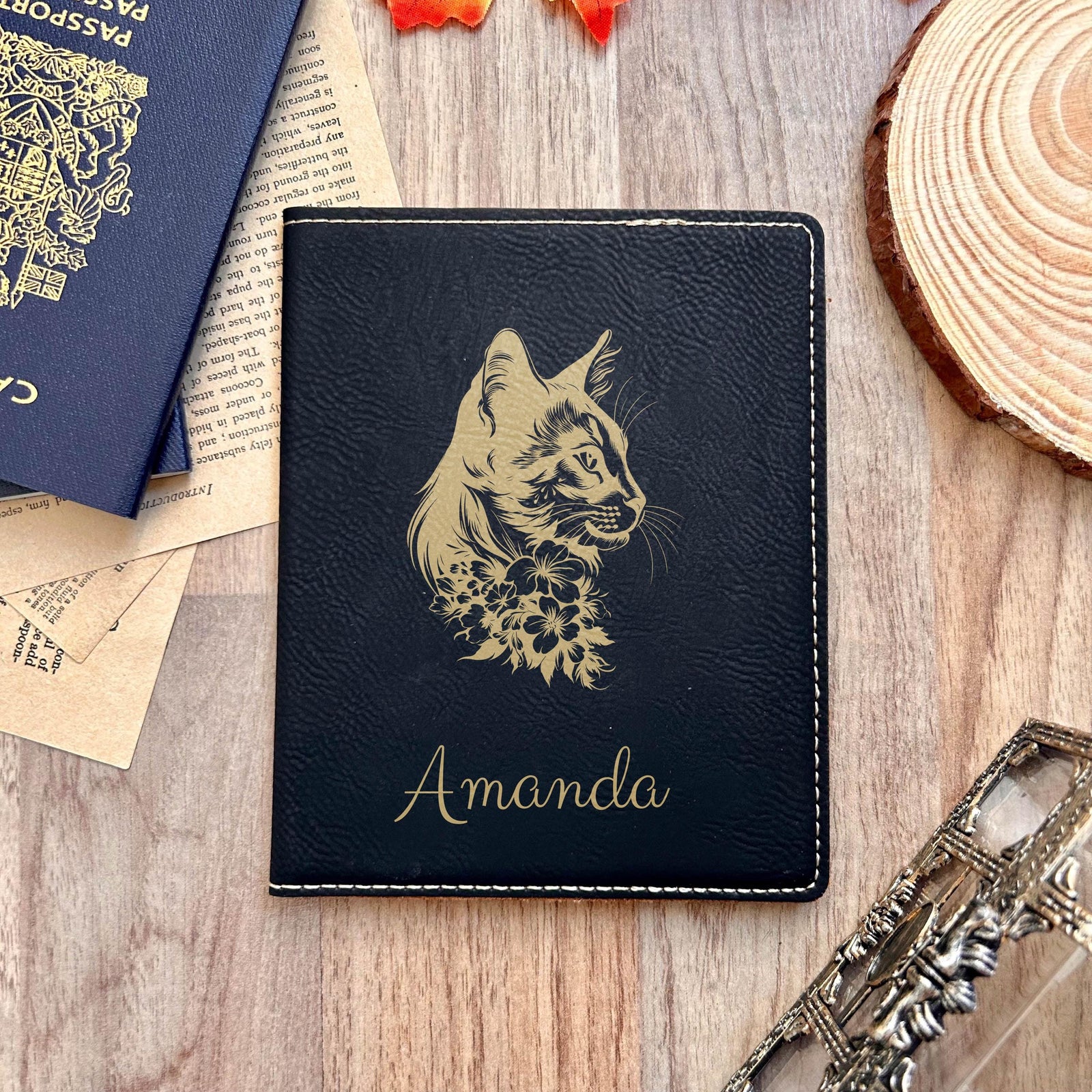 Gold Cute Cat Passport Cover – Design #35