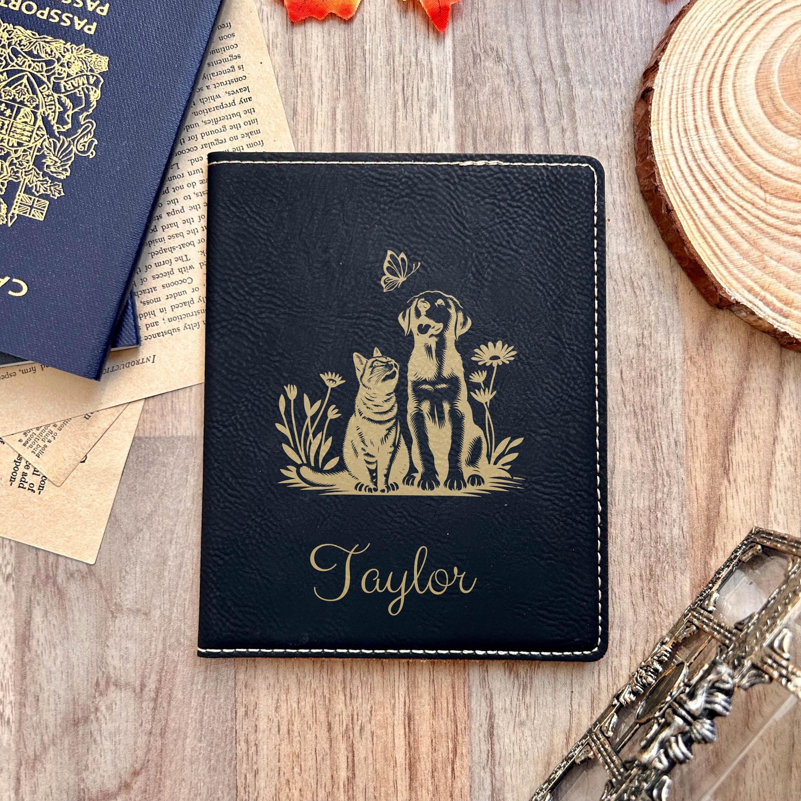 Gold Cute Pets Passport Cover – Design #38
