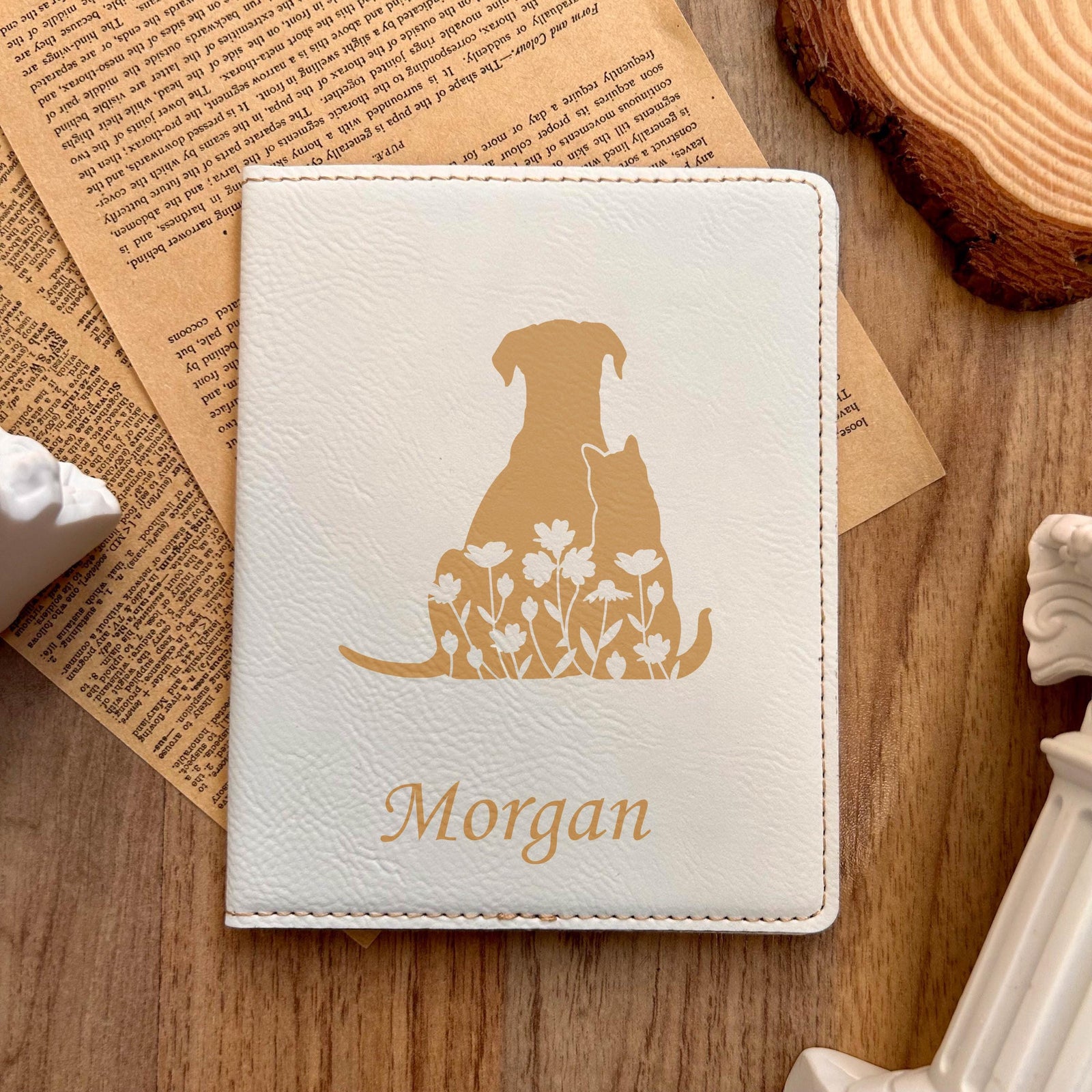 Gold Dog & Cat Passport Cover – Design #46