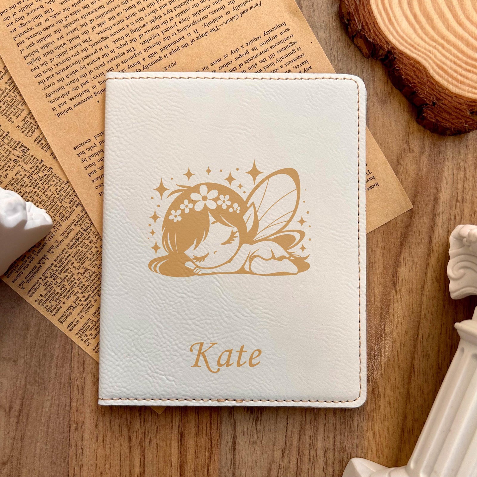 Gold Sleepy Fairy Passport Cover – Design #54