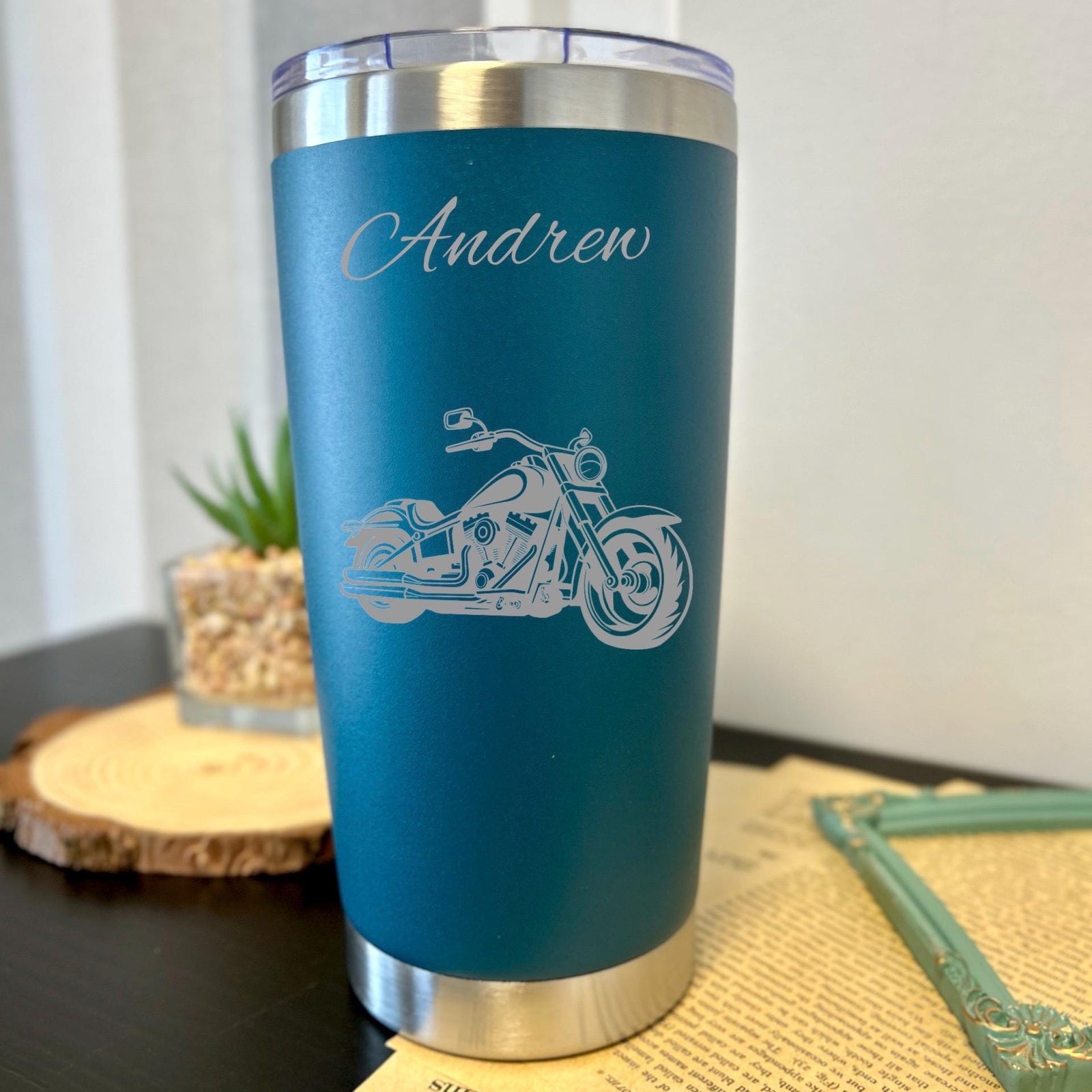 Motorcycle 20oz Engraved Tumbler