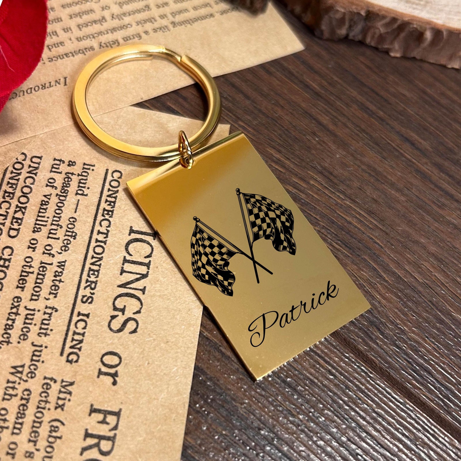 Race Flag Keychain Stainless Steel Design #19