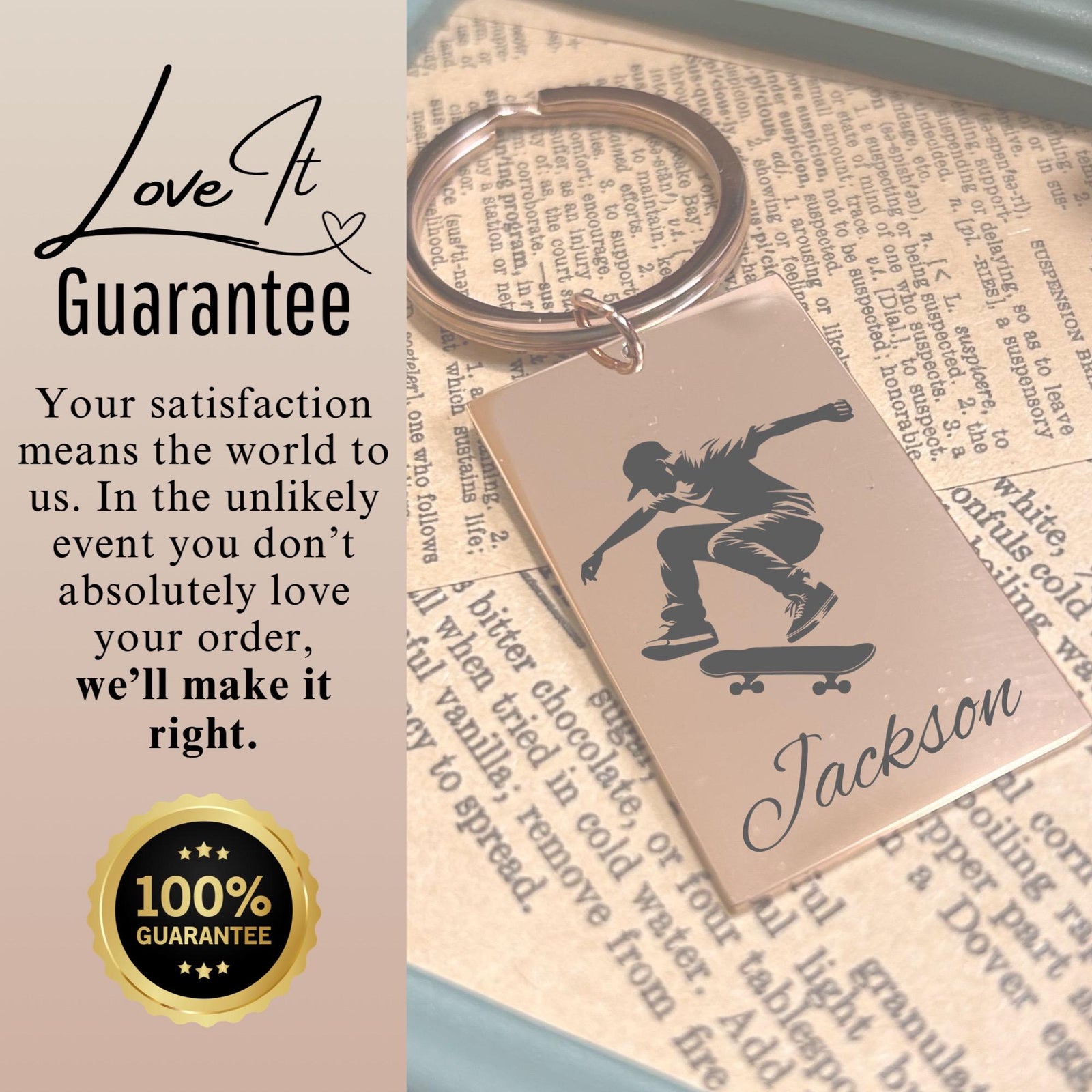 Skater Keychain Stainless Steel