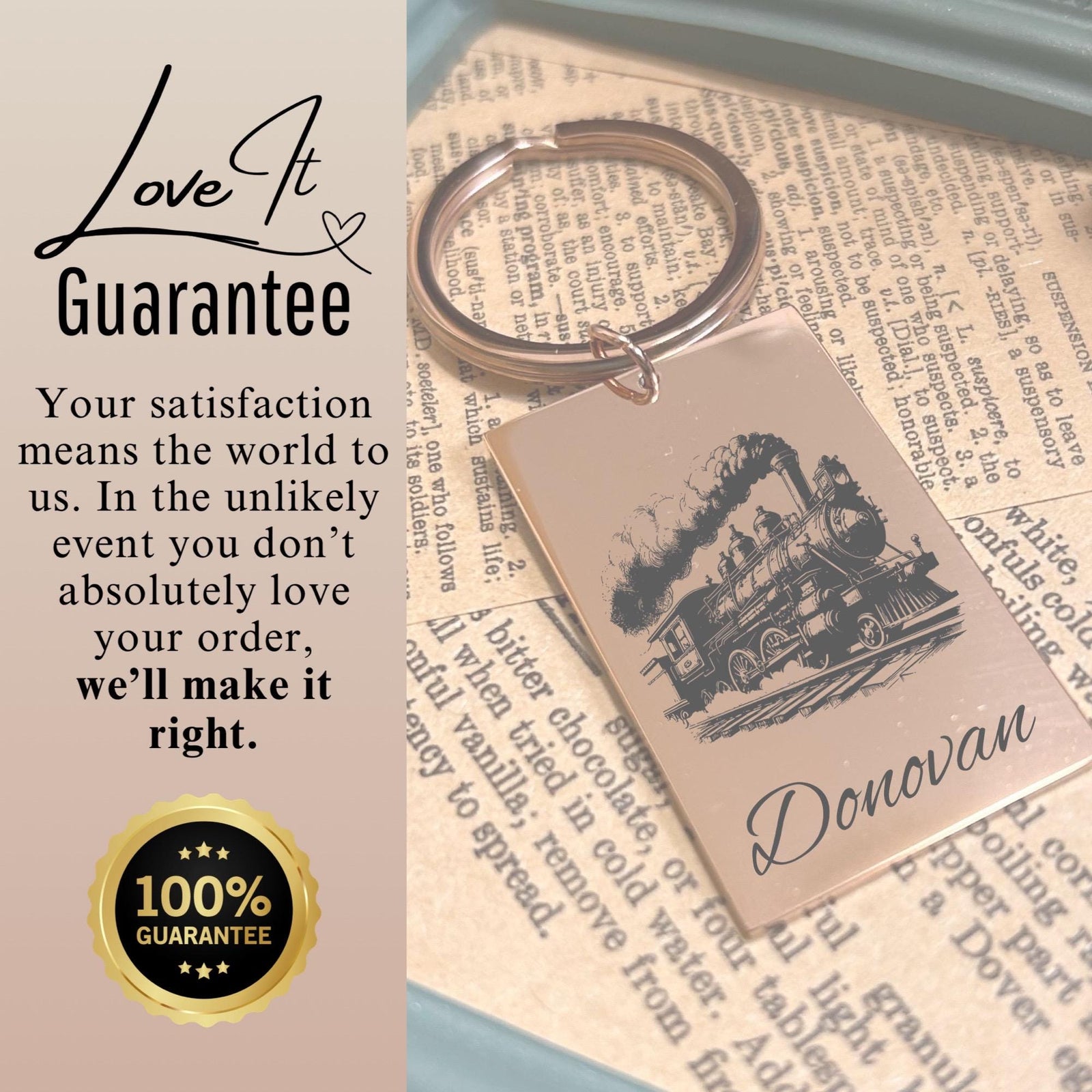 Old Train Keychain Stainless Steel