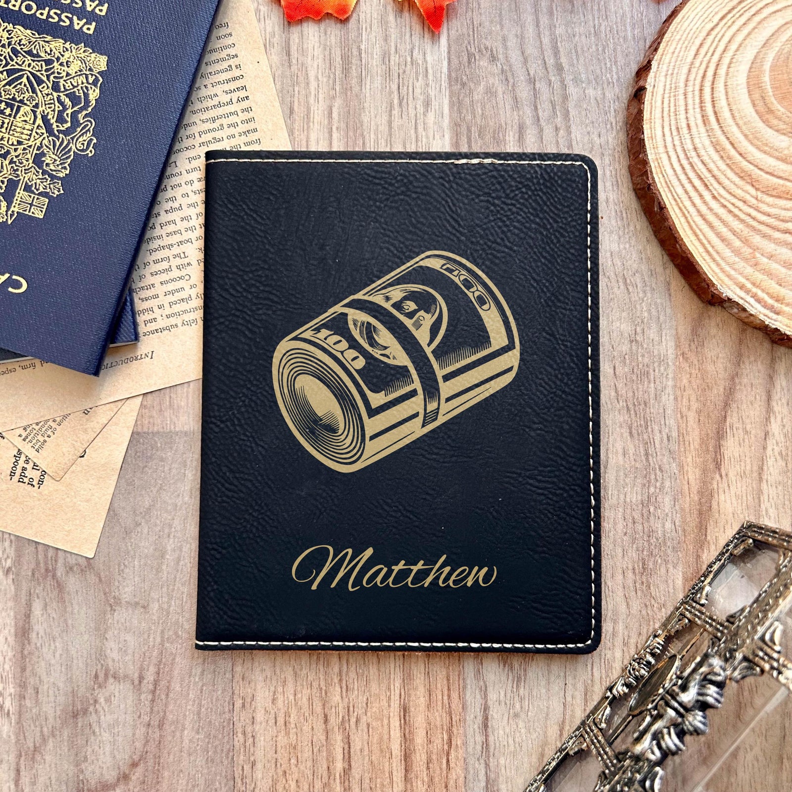 Gold Money Roll Passport Cover – Design #17