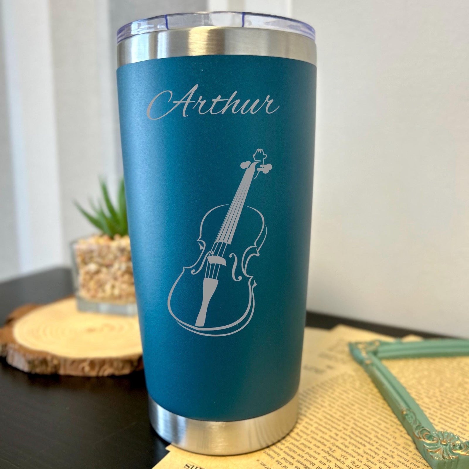 Violin 20oz Engraved Tumbler