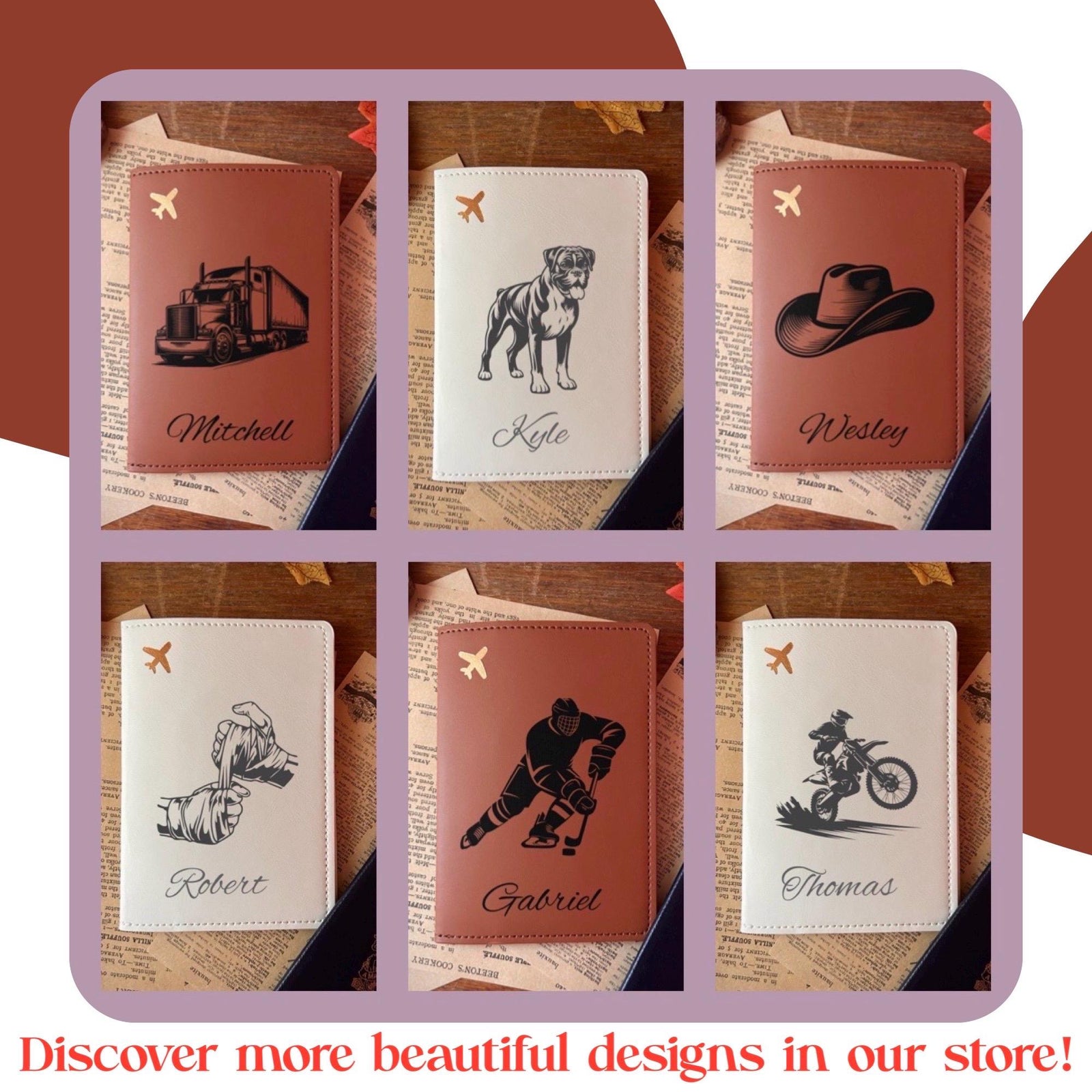 Bull Passport Cover – Soft Vegan Leather – Soft Vegan Leather Design #100