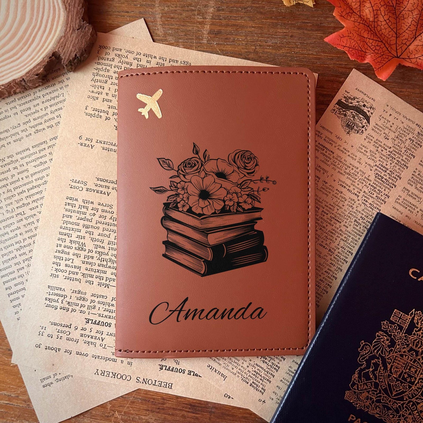 Book and Flowers Passport Cover – Design #31