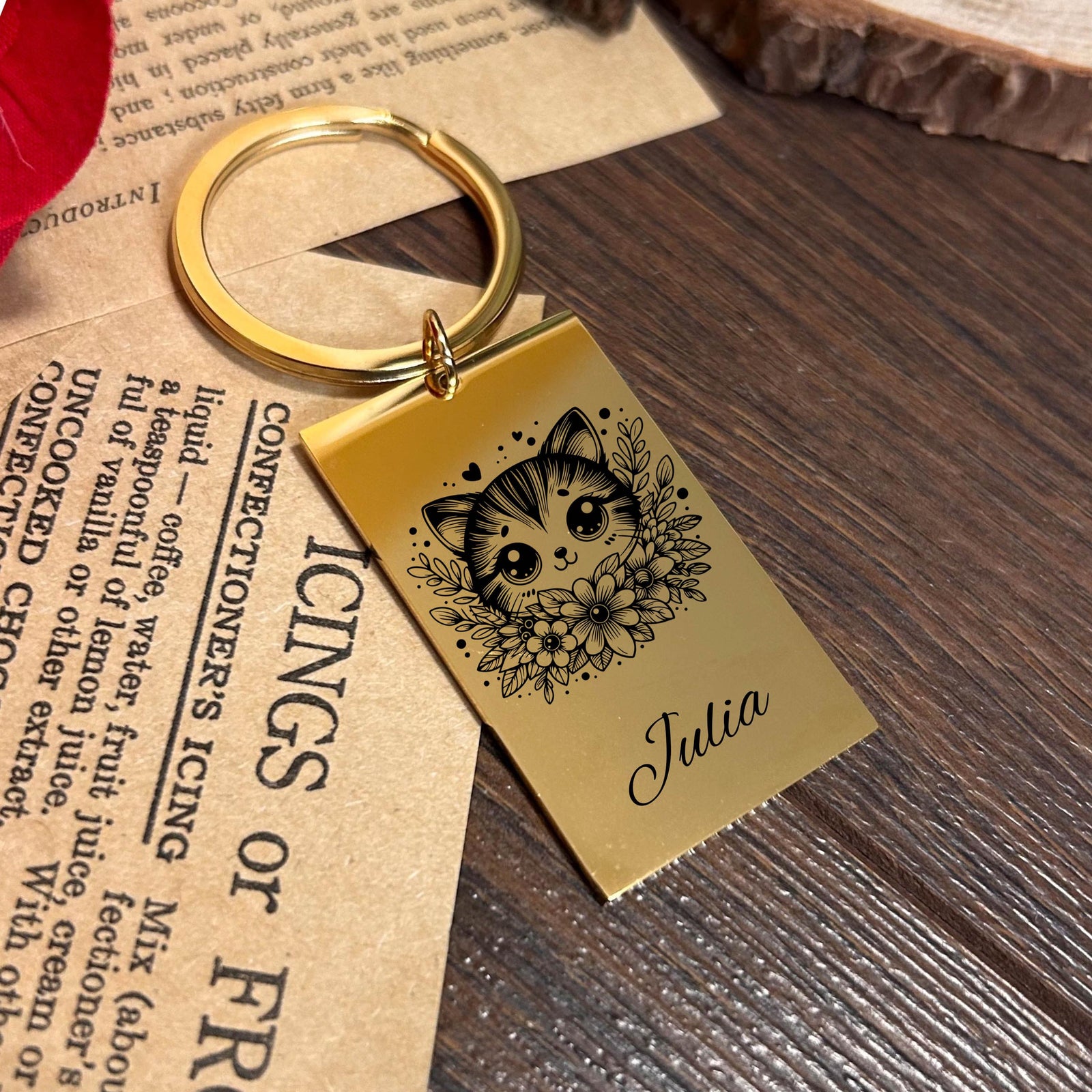 Kitten & Nature Keychain Stainless Steel