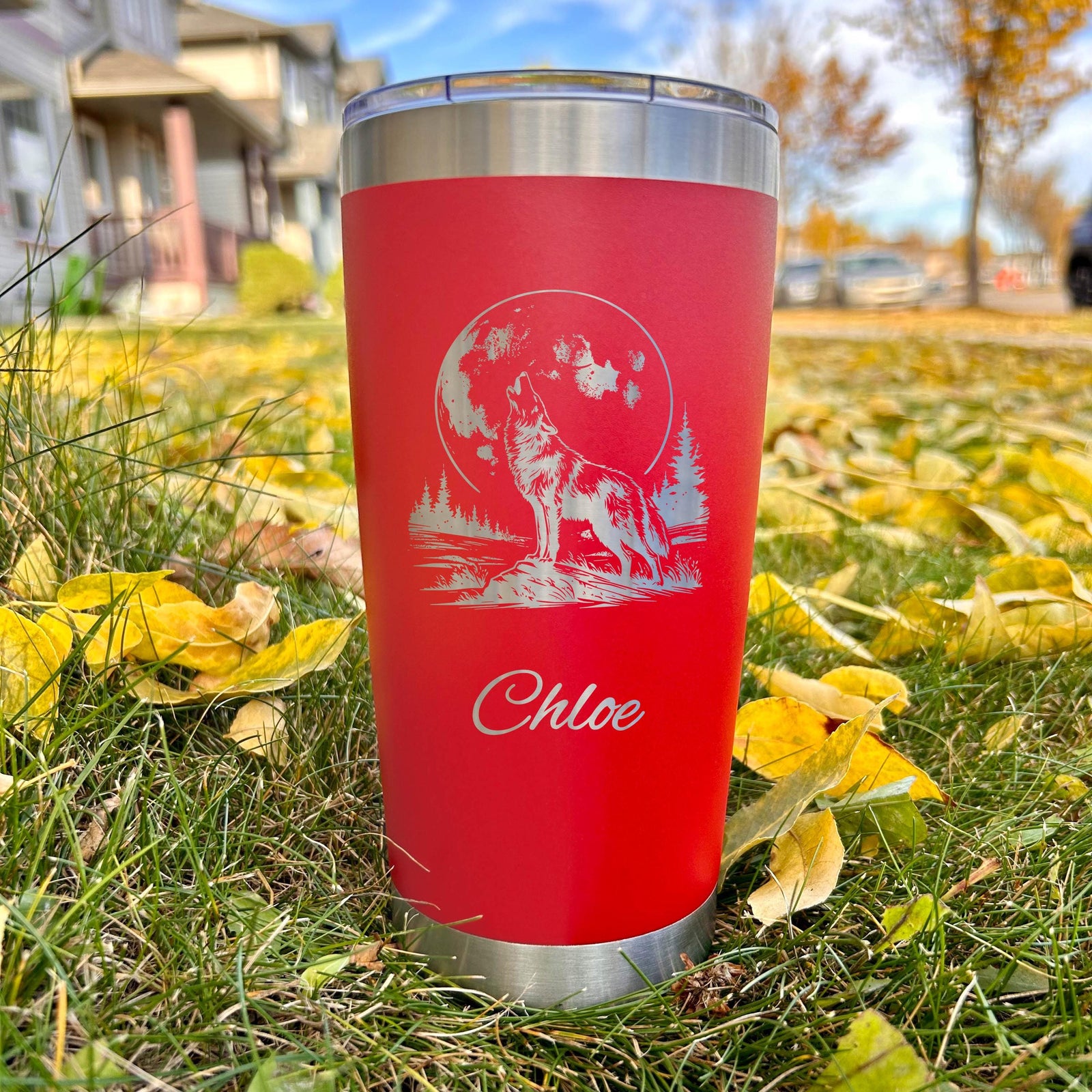 Moonlight Wolf 20oz Engraved Tumbler – Stainless Steel