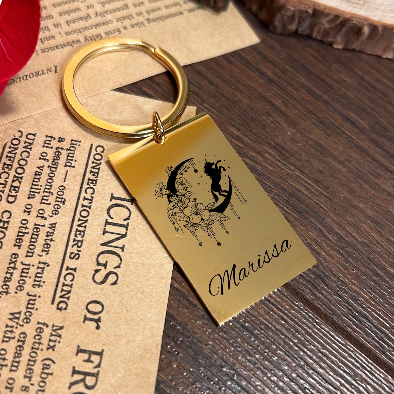 Moonlight Unicorn Keychain Stainless Steel