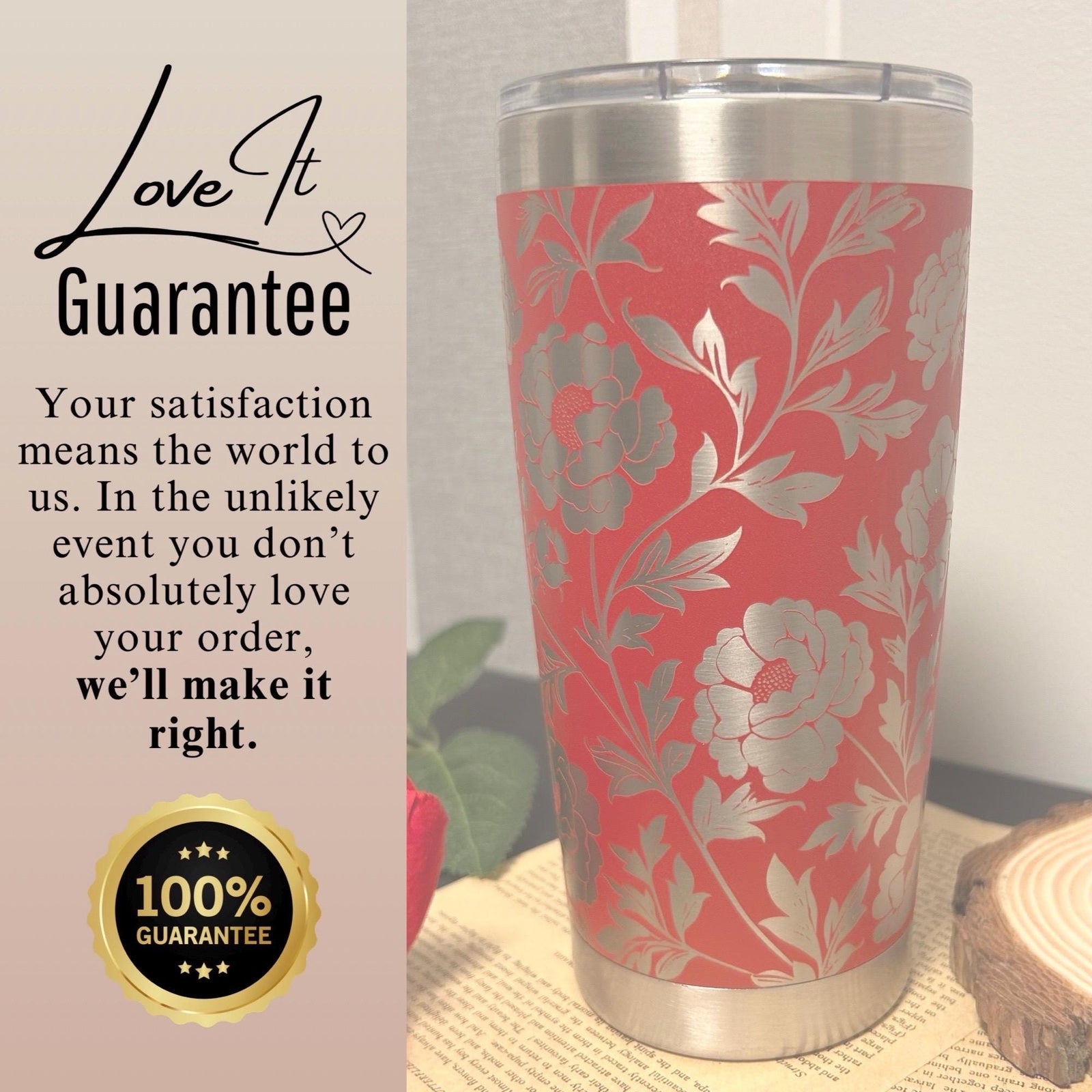 Floral 20oz Tumbler Fully Engraved