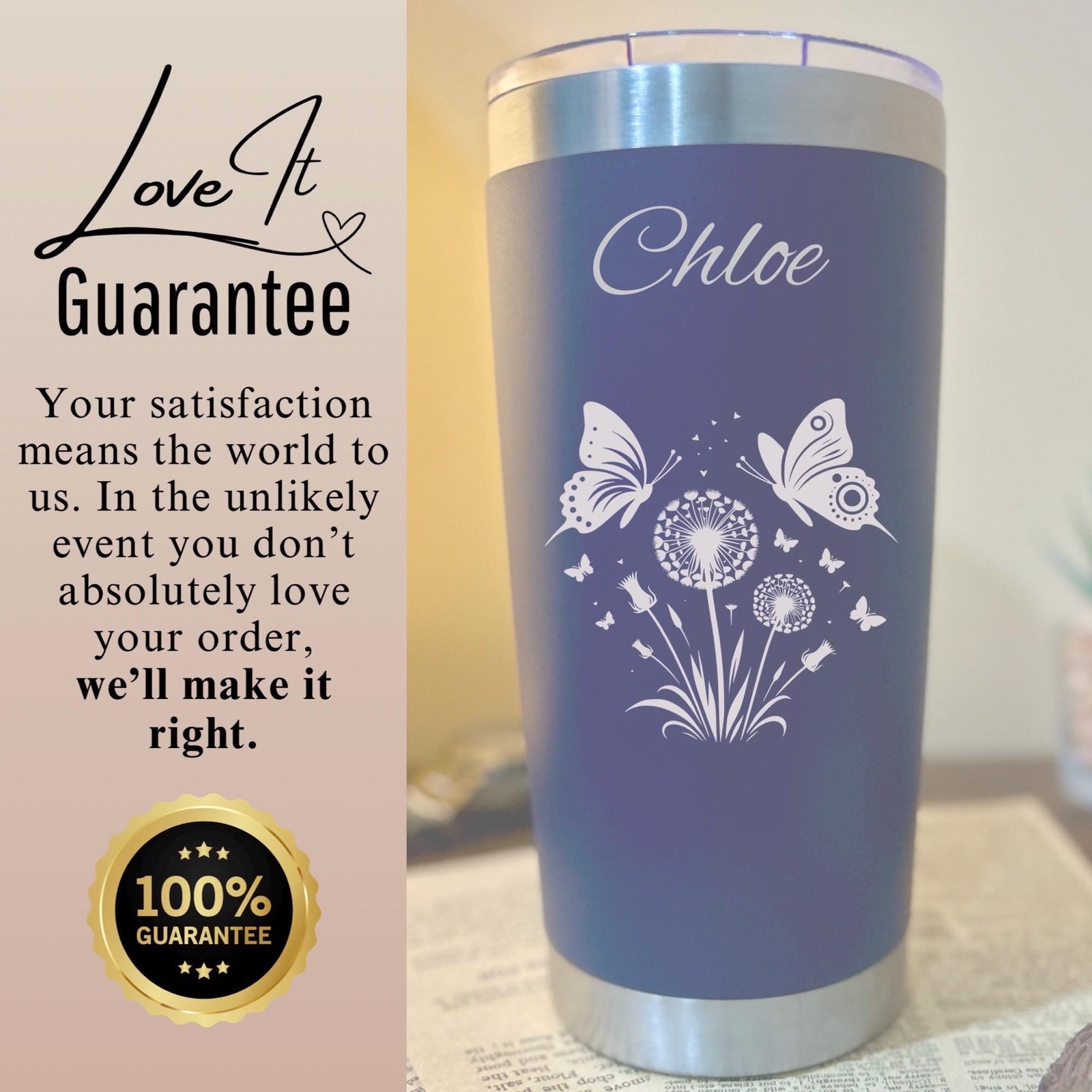 Butterfly 20oz Engraved Tumbler