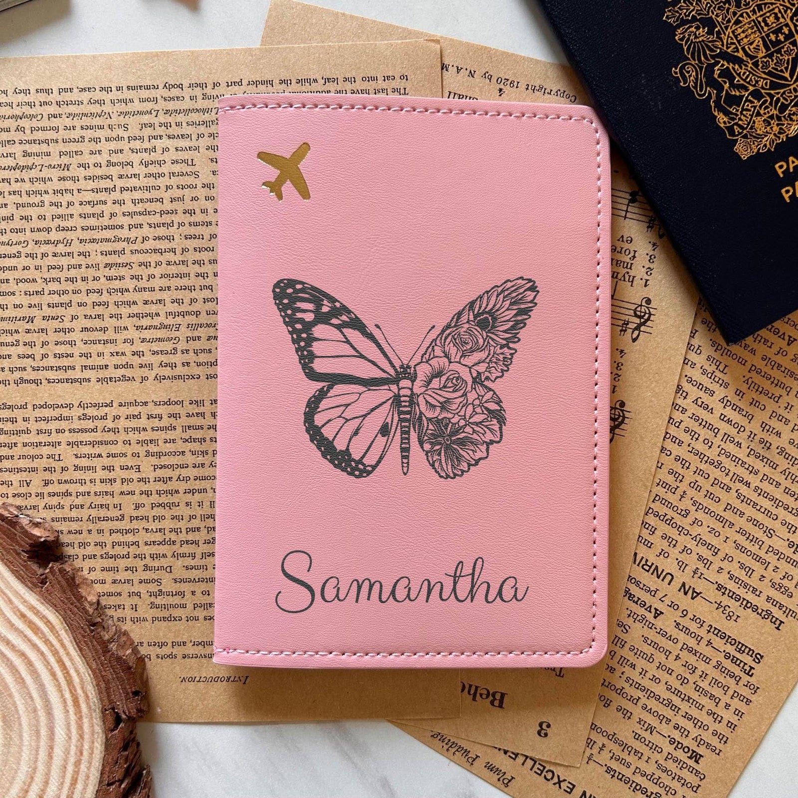 Butterfly & Flowers Passport Cover – Design #68