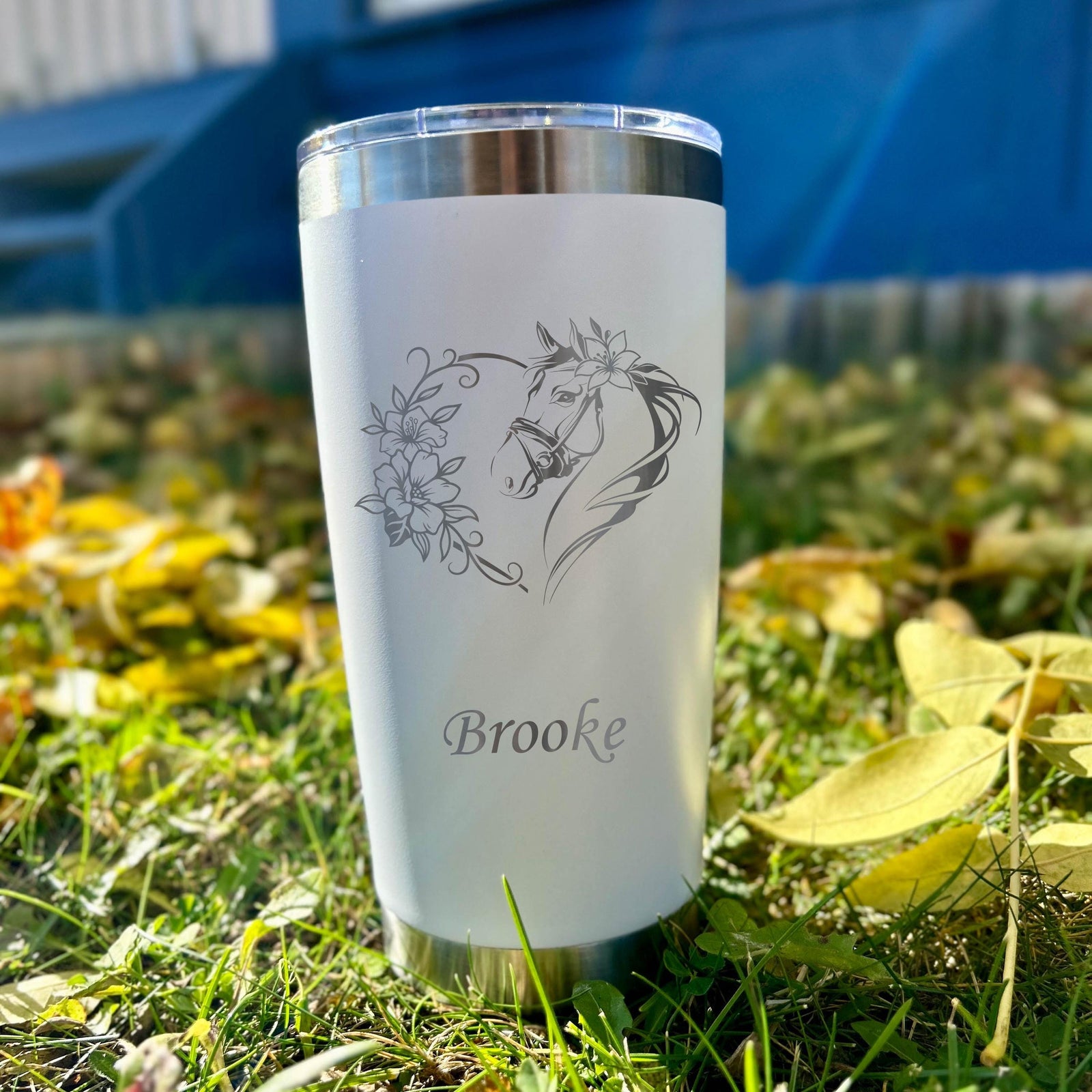 Blooming Horse 20oz Engraved Tumbler