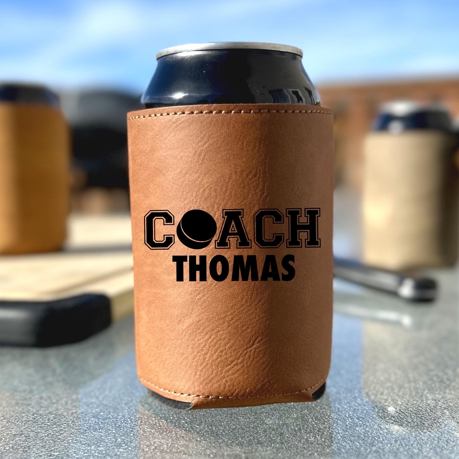 Personalized Coach Can Cover, Engraved Cover for Coaches, Custom Drink Sleeve for Trainers