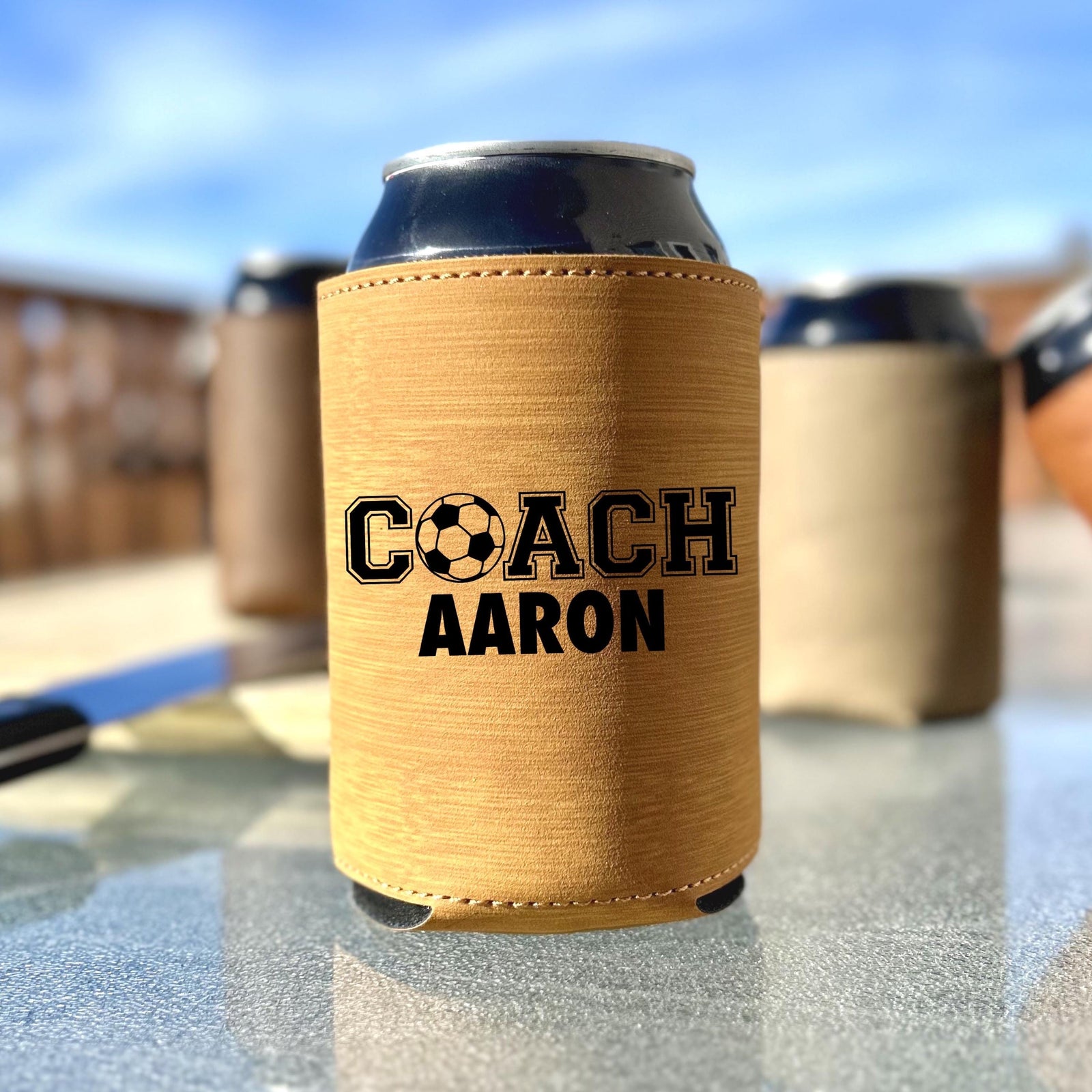 Personalized Coach Can Cover, Engraved Cover for Coaches, Custom Drink Sleeve for Trainers