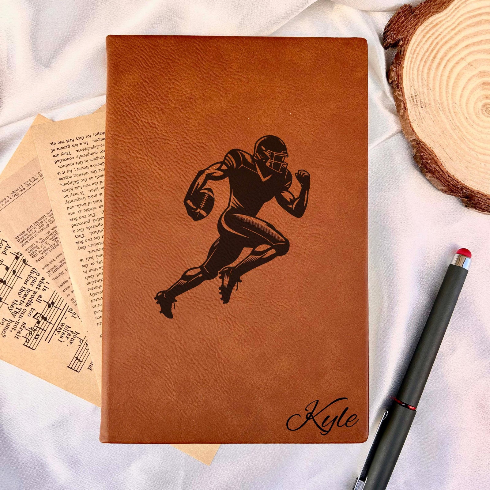 Football Player Custom Journal – Hard Cover, Design #14