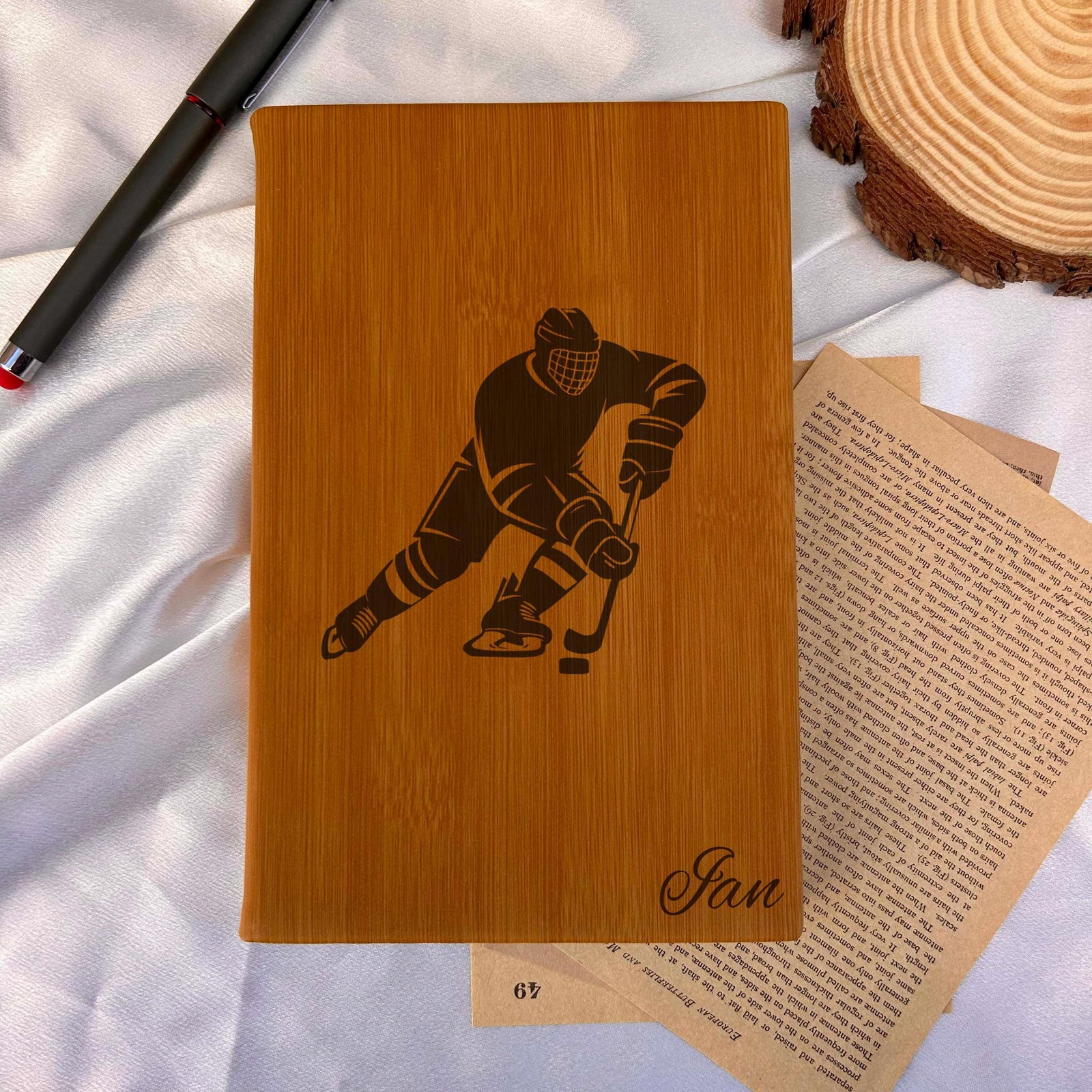 Hockey Player Custom Journal – Hard Cover, Design #16