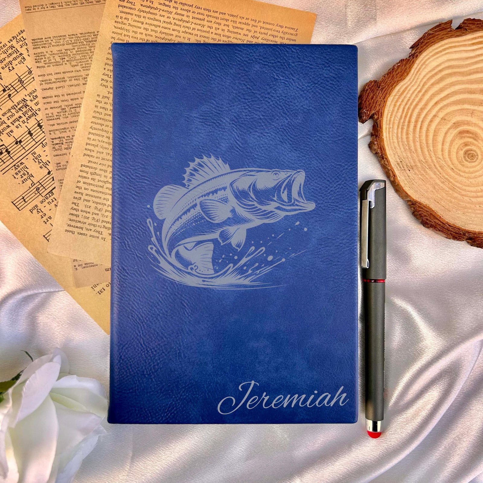 Bass Fish Custom Journal – Hard Cover, Fishing Design #3