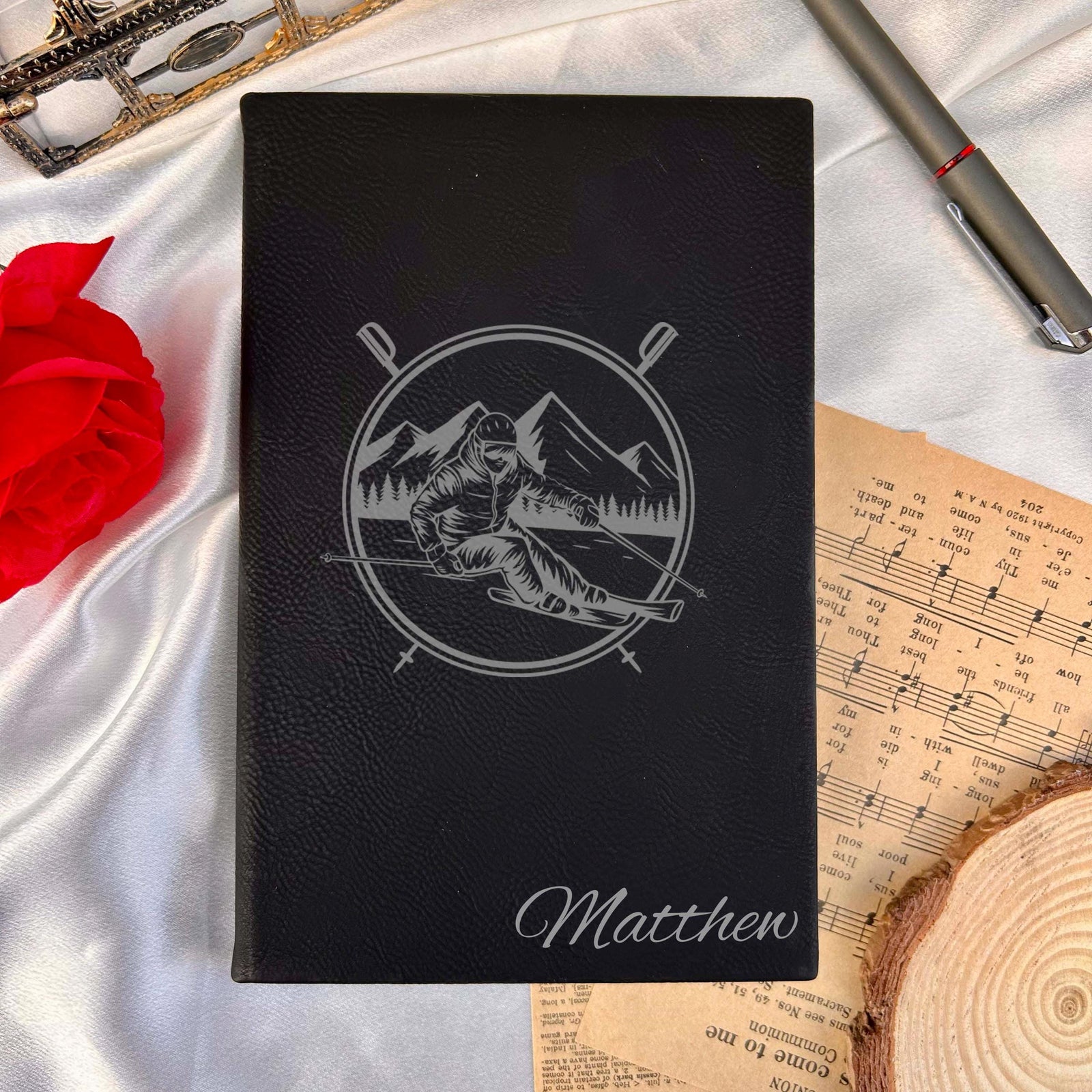 Skiing Custom Journal – Hard Cover, Skiing Design #1