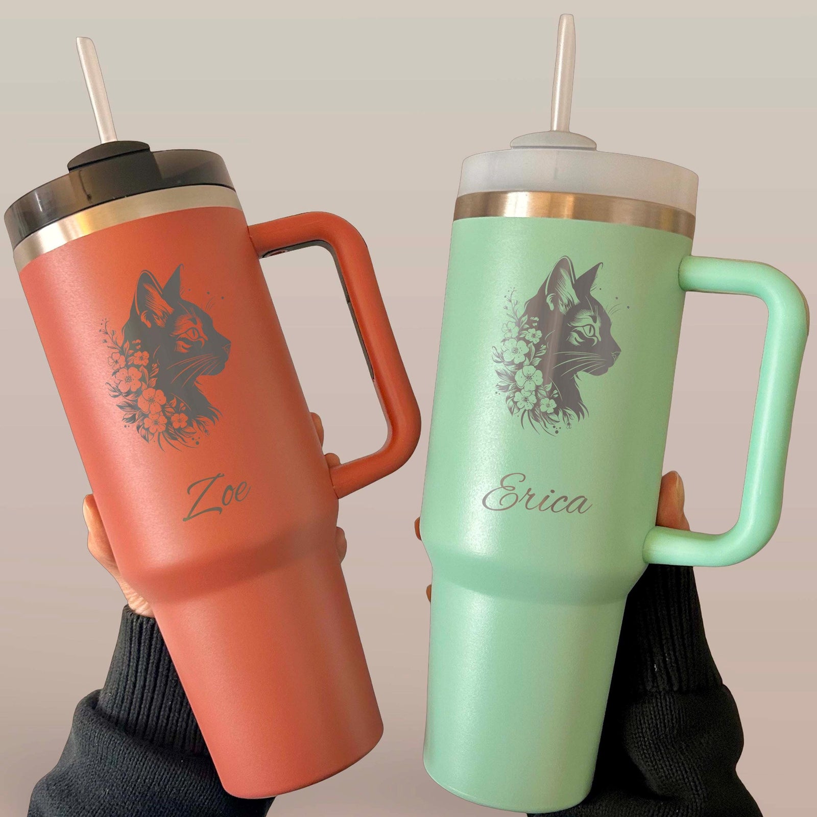 Cat Lover 40oz Engraved Tumbler – Stainless Steel