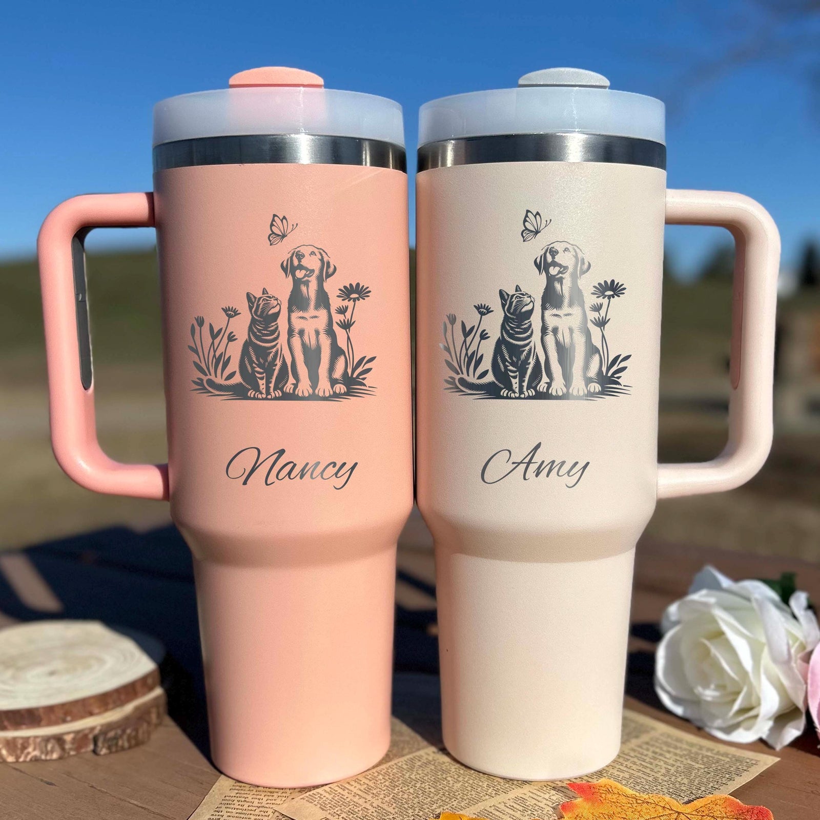 Pets Love 40oz Engraved Tumbler – Stainless Steel