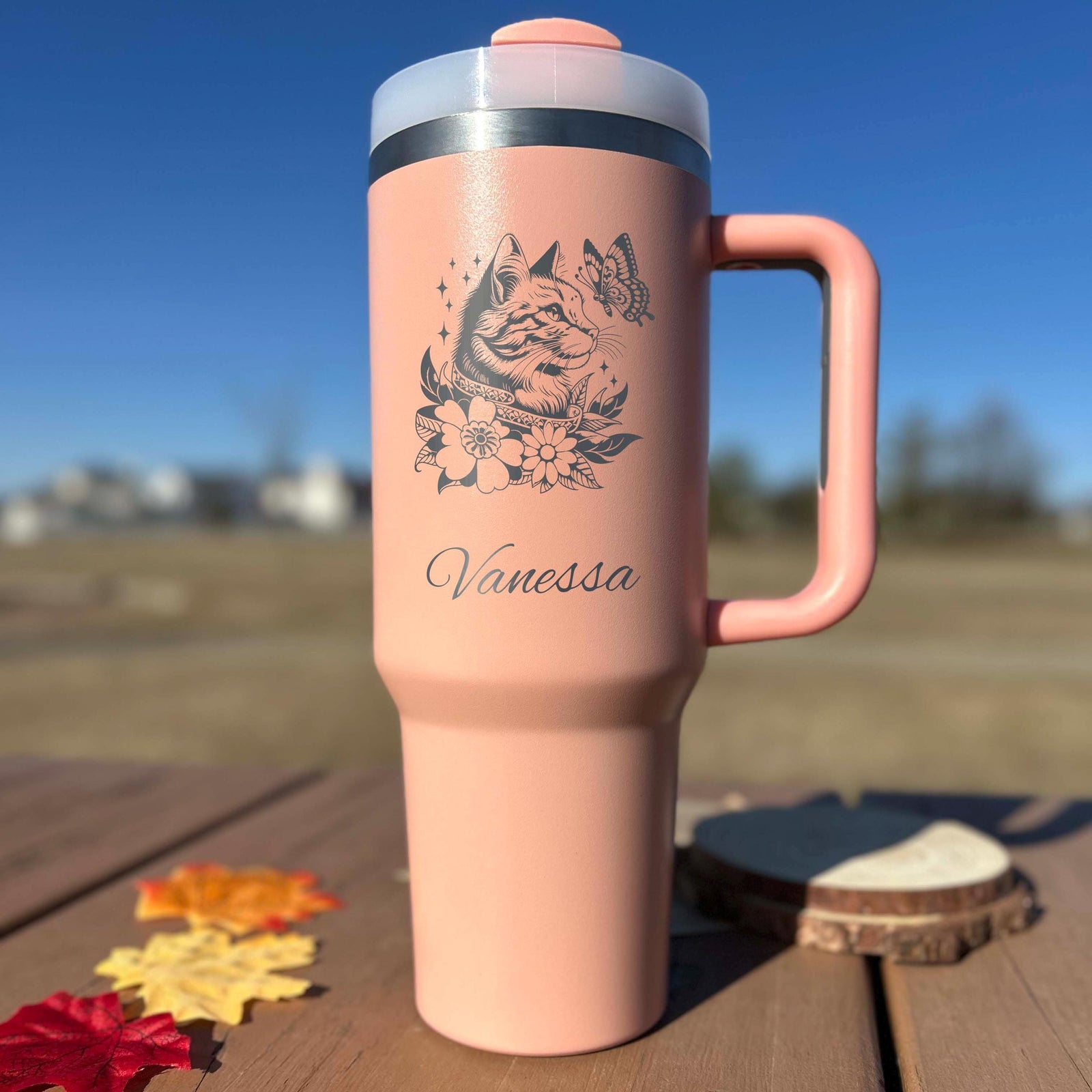 Royalty Cat 40oz Engraved Tumbler – Stainless Steel
