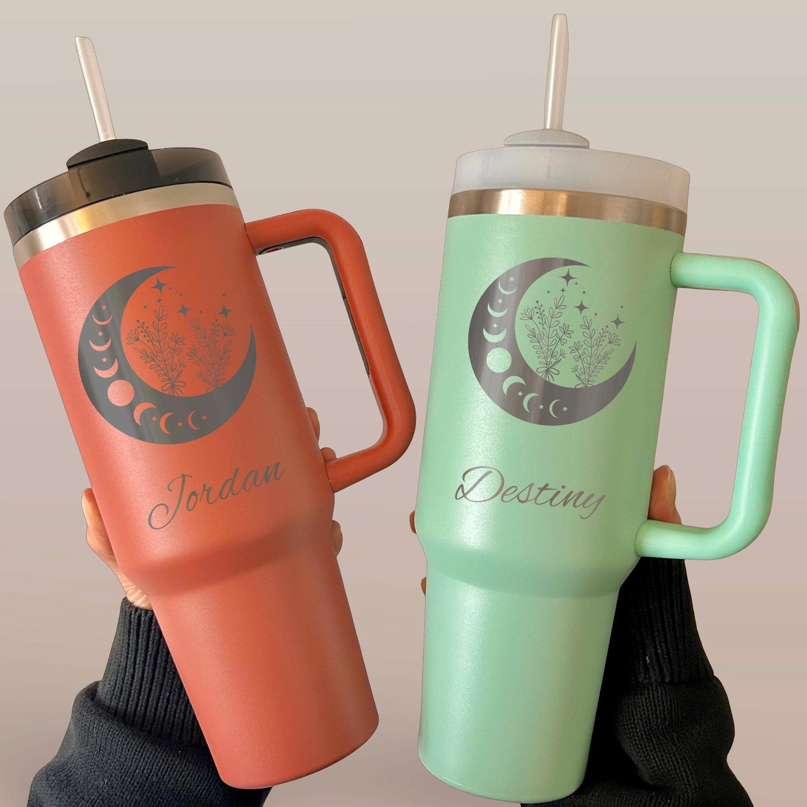 Moon Phases 40oz Engraved Tumbler – Stainless Steel