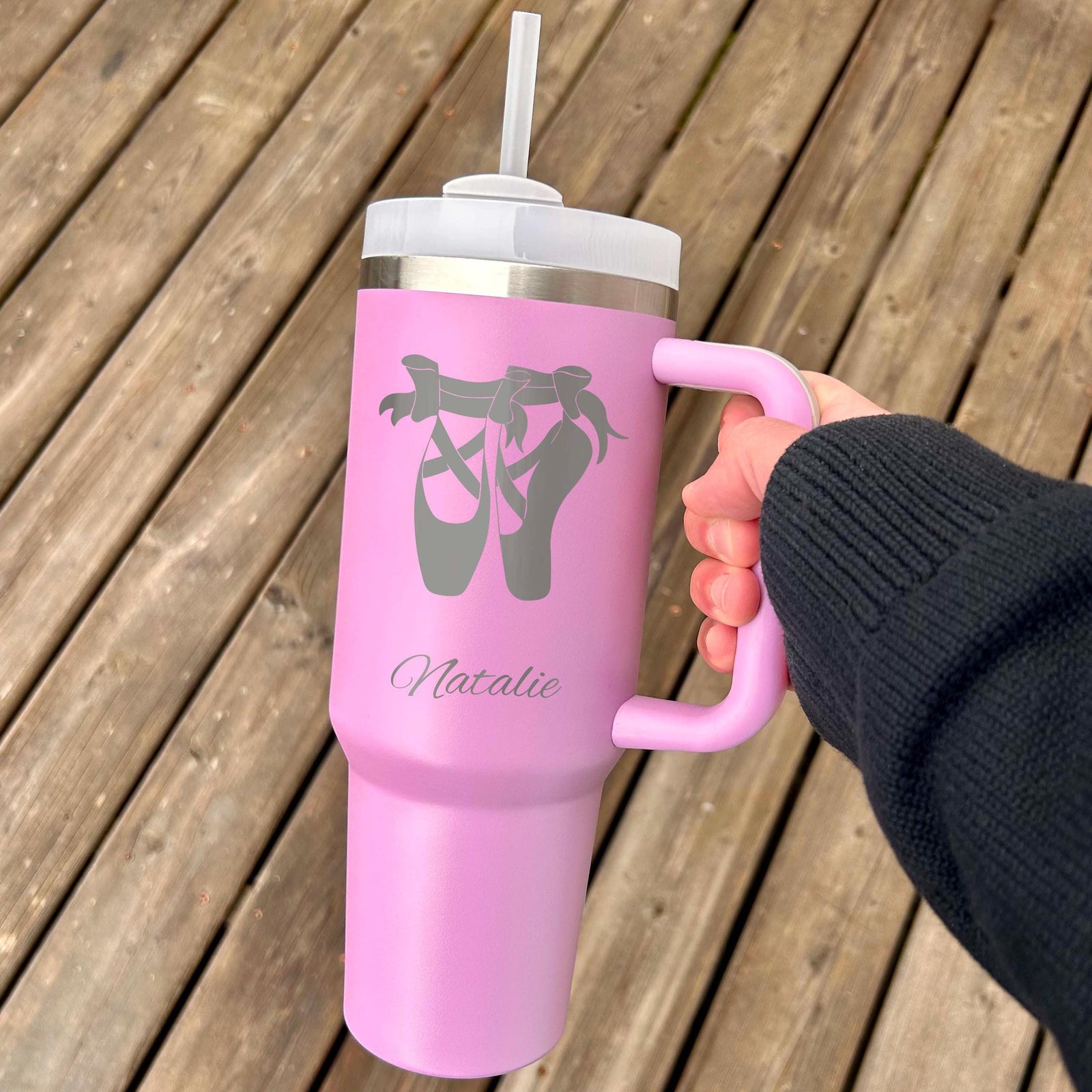 Ballet Dancer 40oz Engraved Tumbler – Stainless Steel, Ballet Design #2