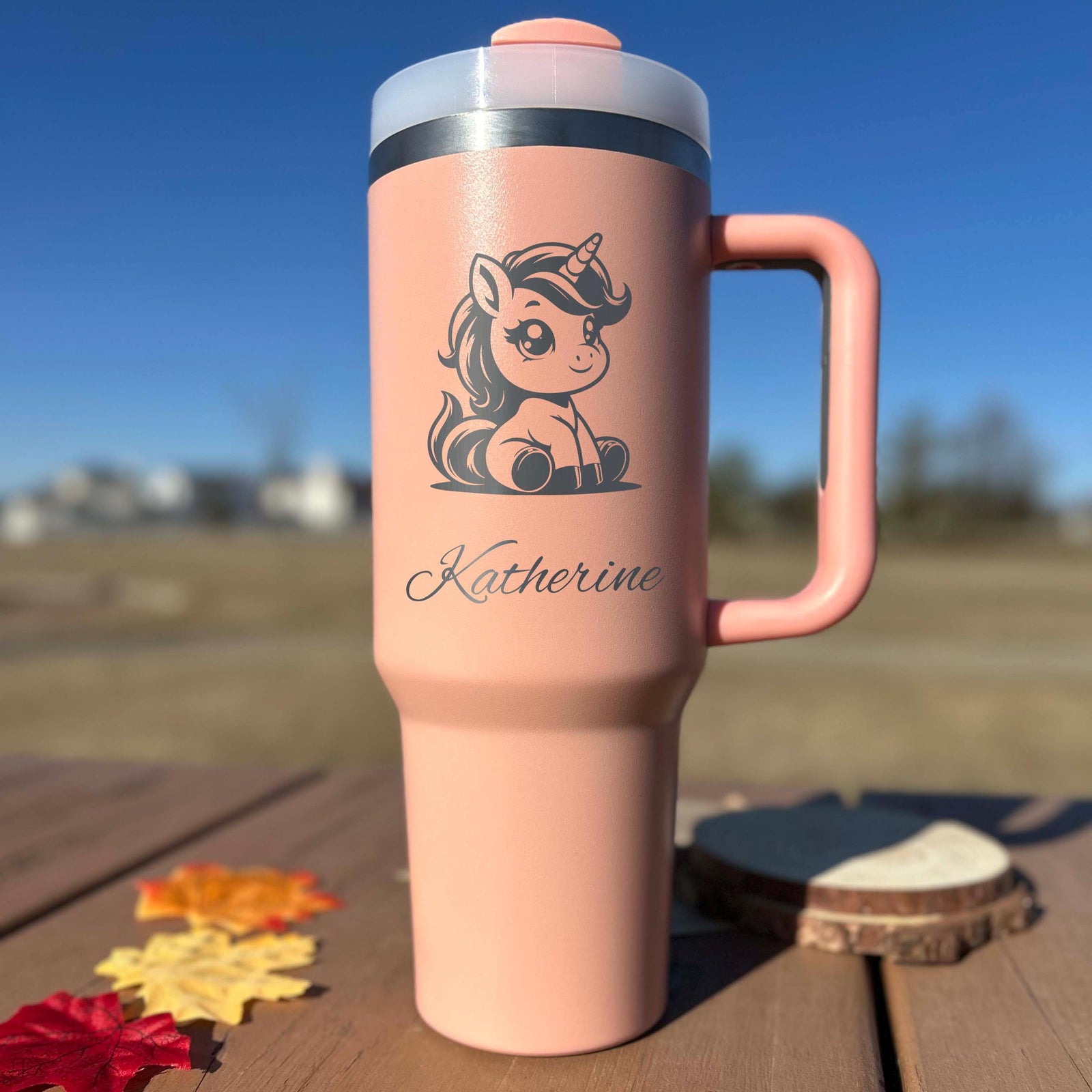 Cute Unicorn 40oz Engraved Tumbler – Stainless Steel, Unicorn Design #1