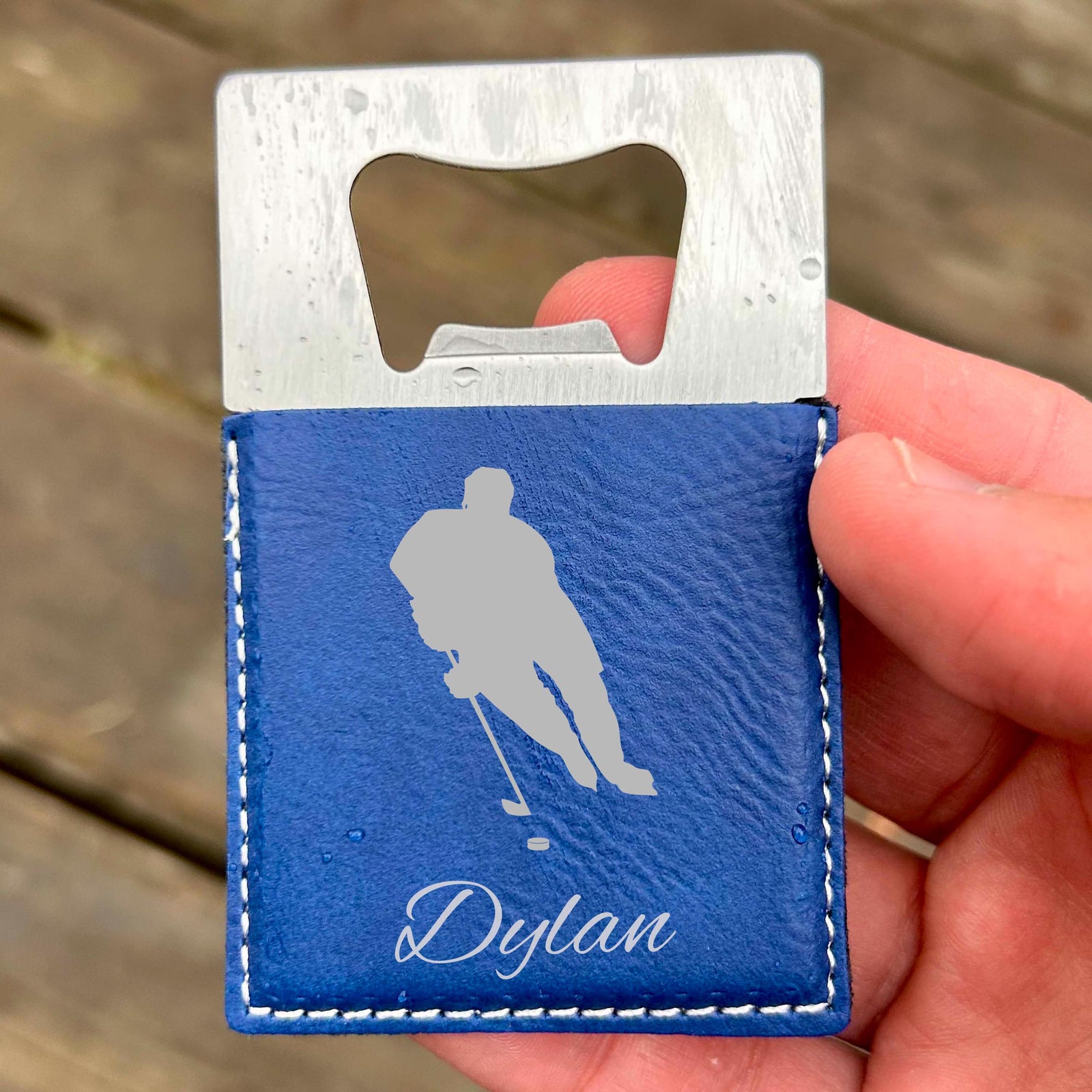 Hockey Large Bottle Opener – Stainless Steel, Hockey Design #2