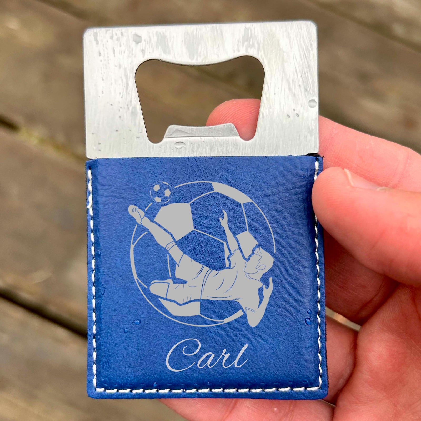 Soccer Large Bottle Opener – Stainless Steel, Soccer Design #2